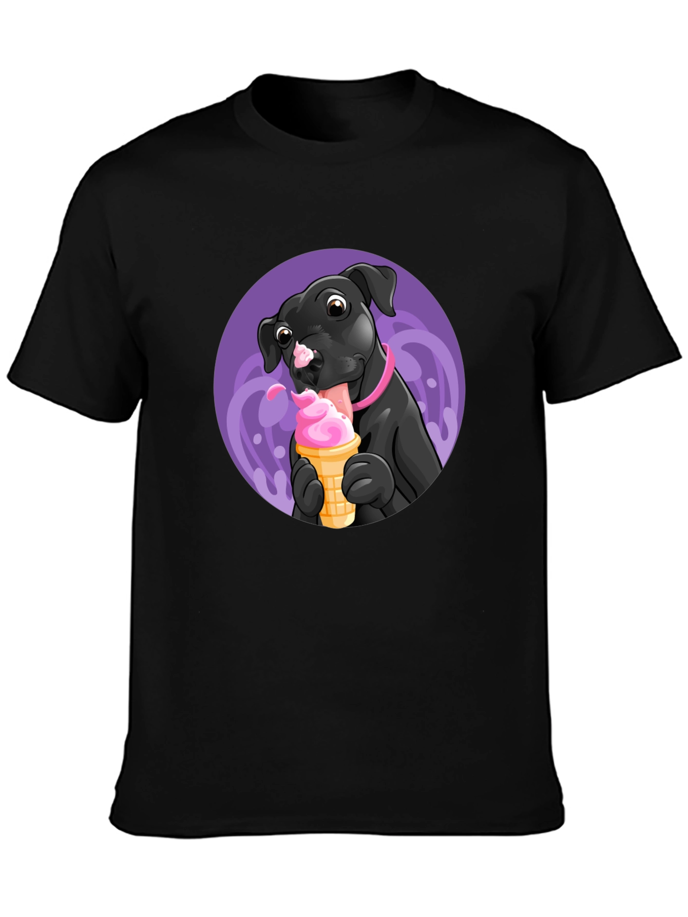 Black Dog Eating Ice Cream Graphic Tee - Black view 3