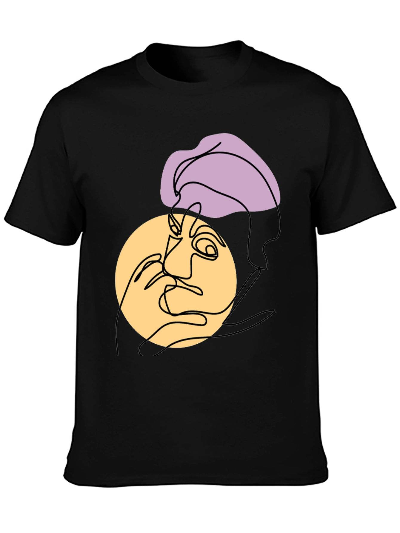 Black Abstract Face Graphic Tee view 3