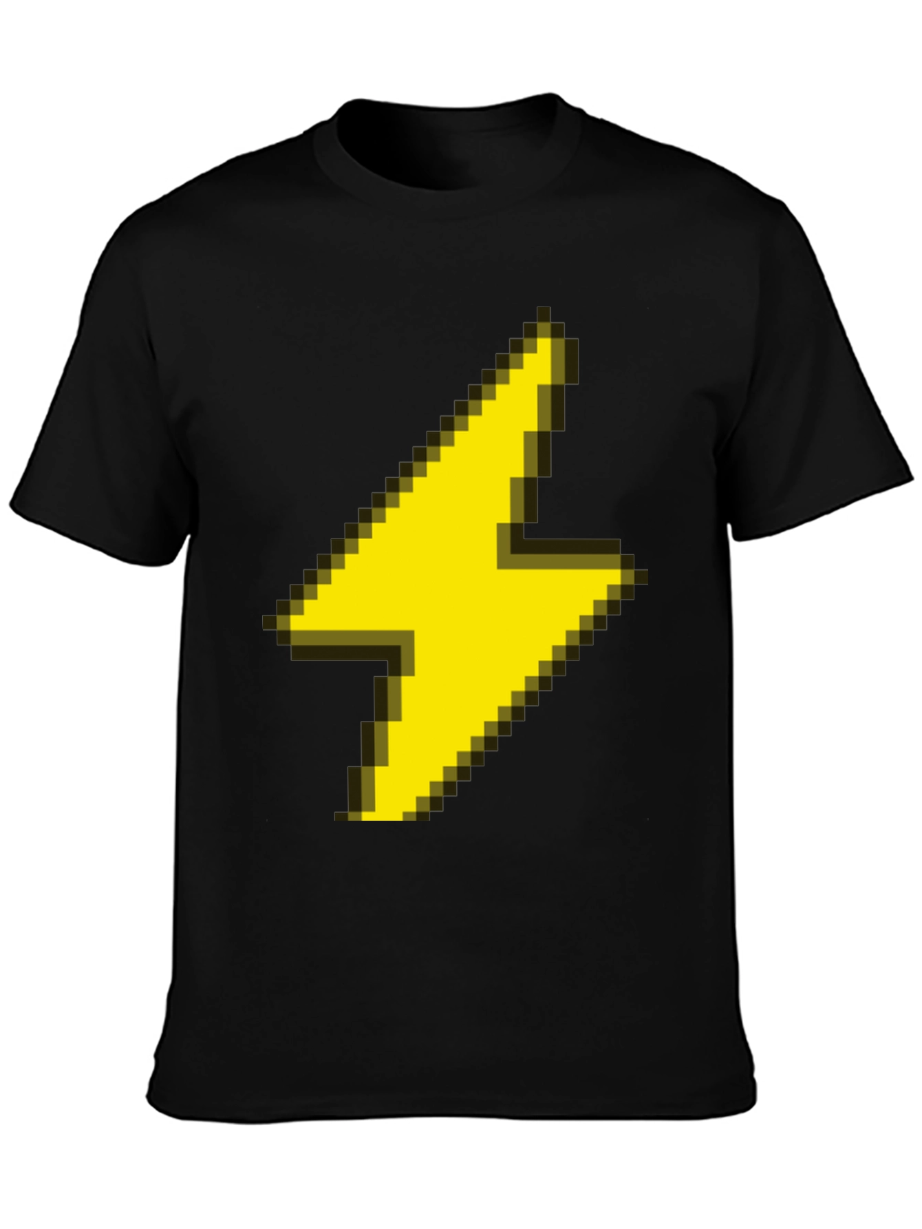 Black Pixel Lightning Bolt Graphic Tee - Black Casual Shirt view 3