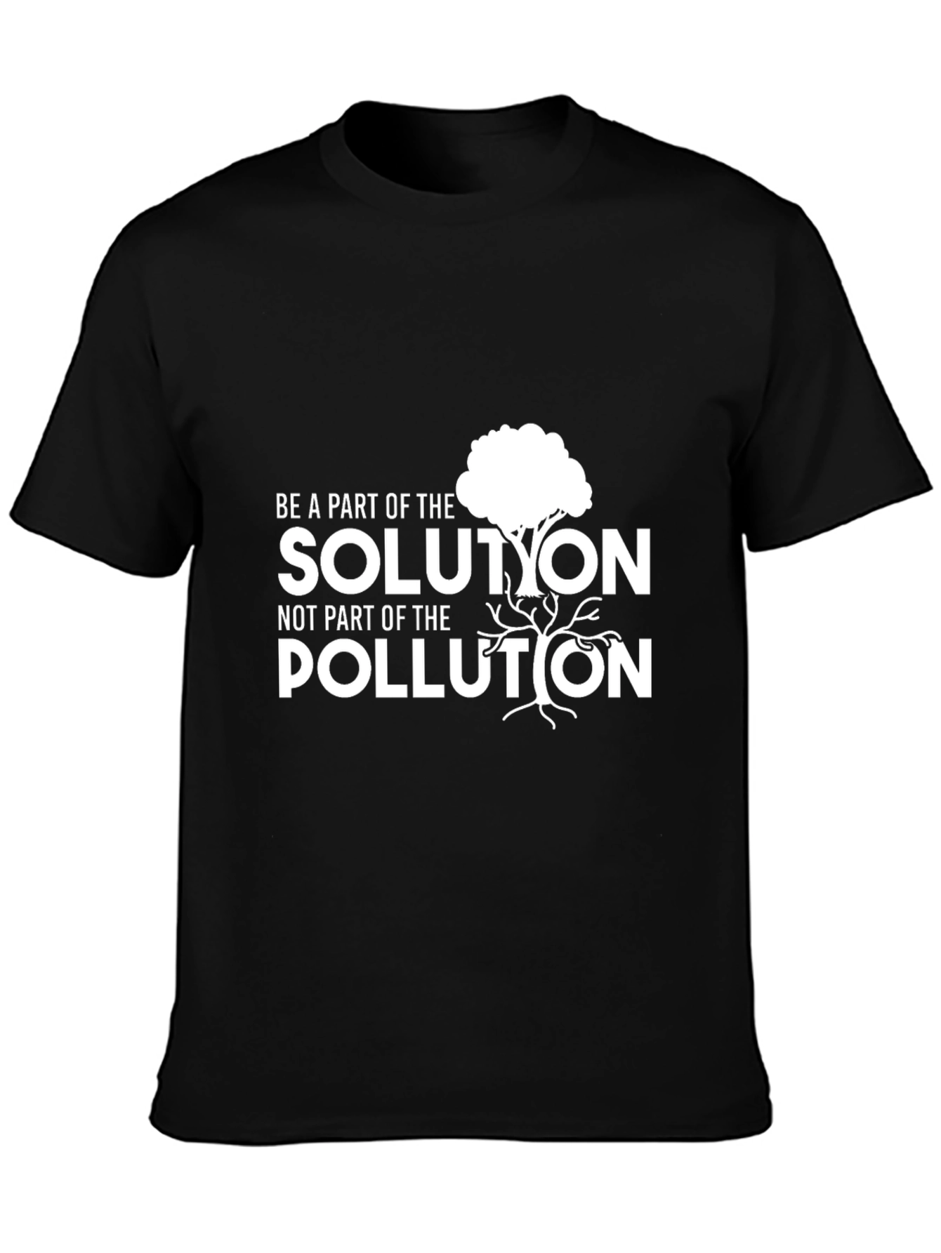 Black Eco-Friendly Graphic T-Shirt - Solution, Not Pollution view 3