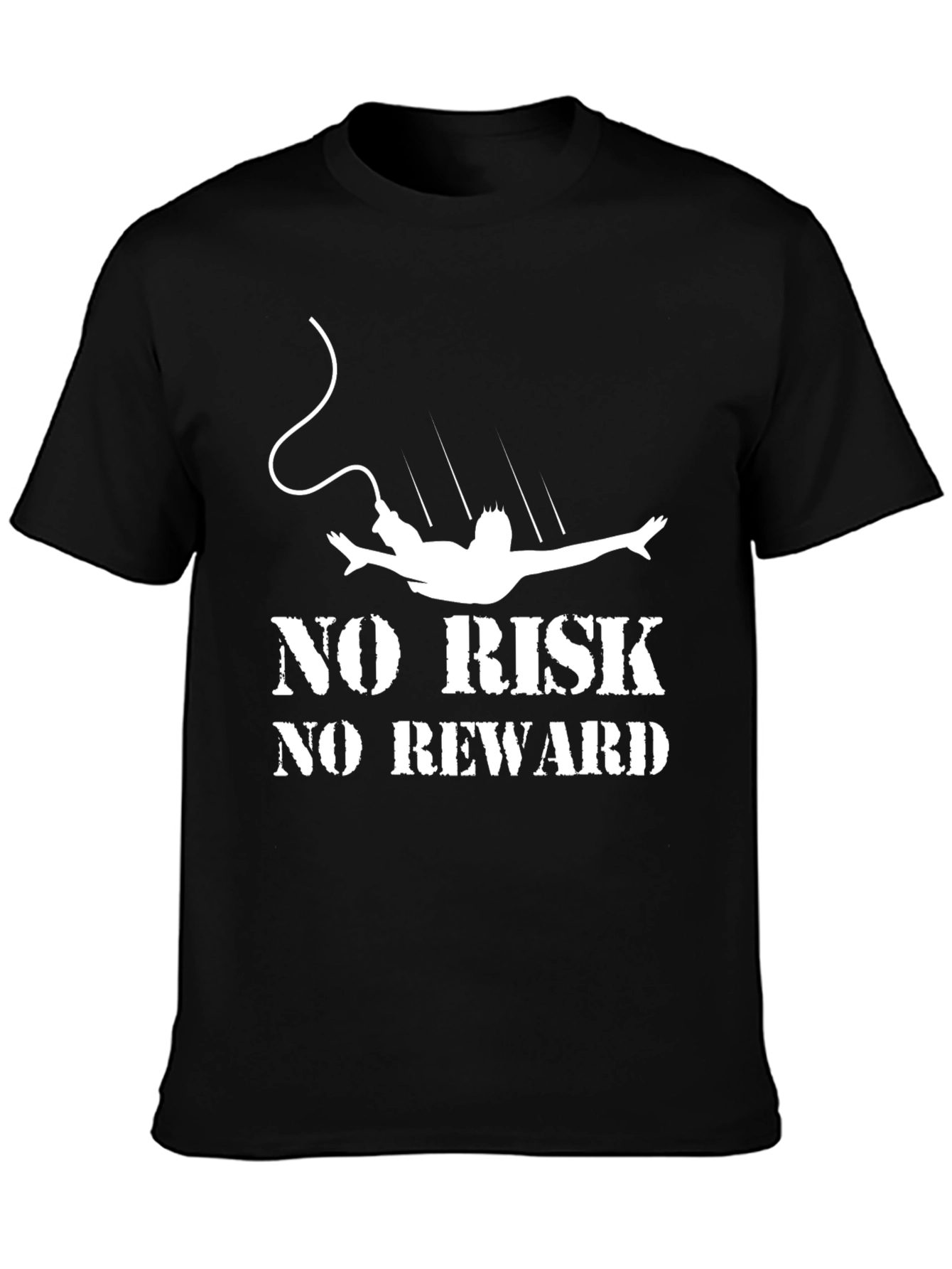 Black No Risk, No Reward Bungee Jumping T-Shirt view 3