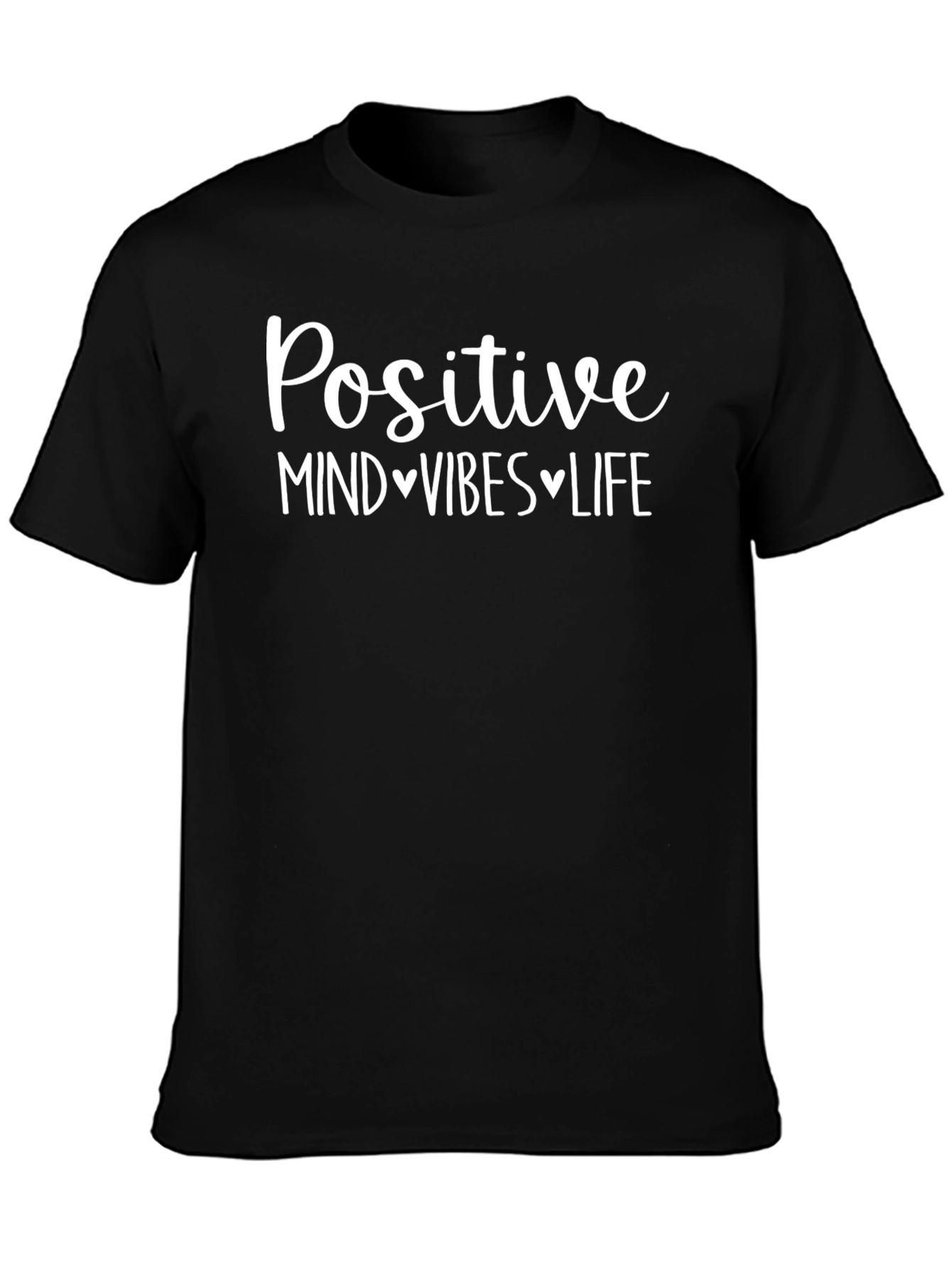 Black Positive Mind Vibes Life Graphic T-Shirt view 3