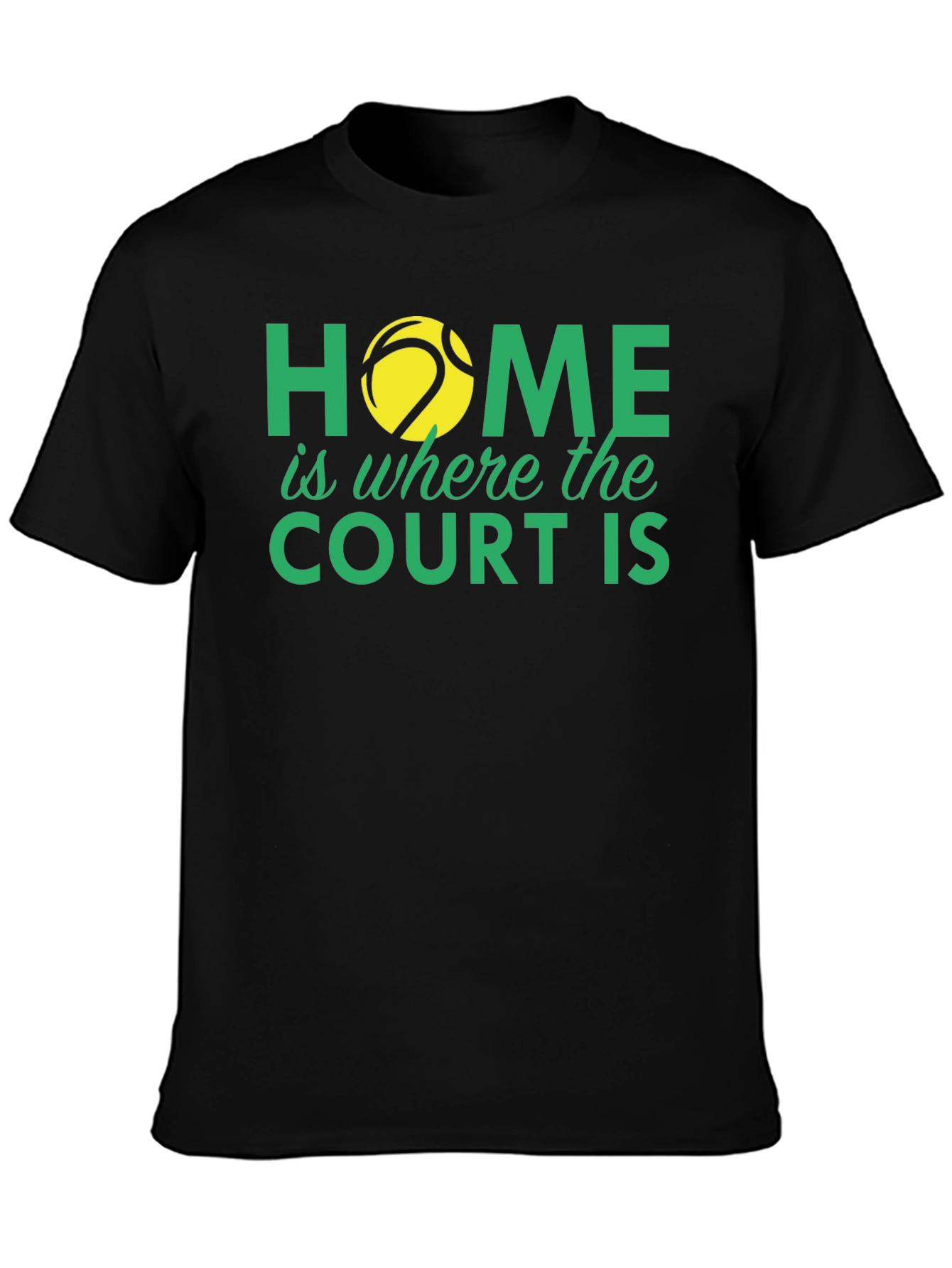 Black Tennis Lover T-Shirt: Home is Where the Court Is view 3