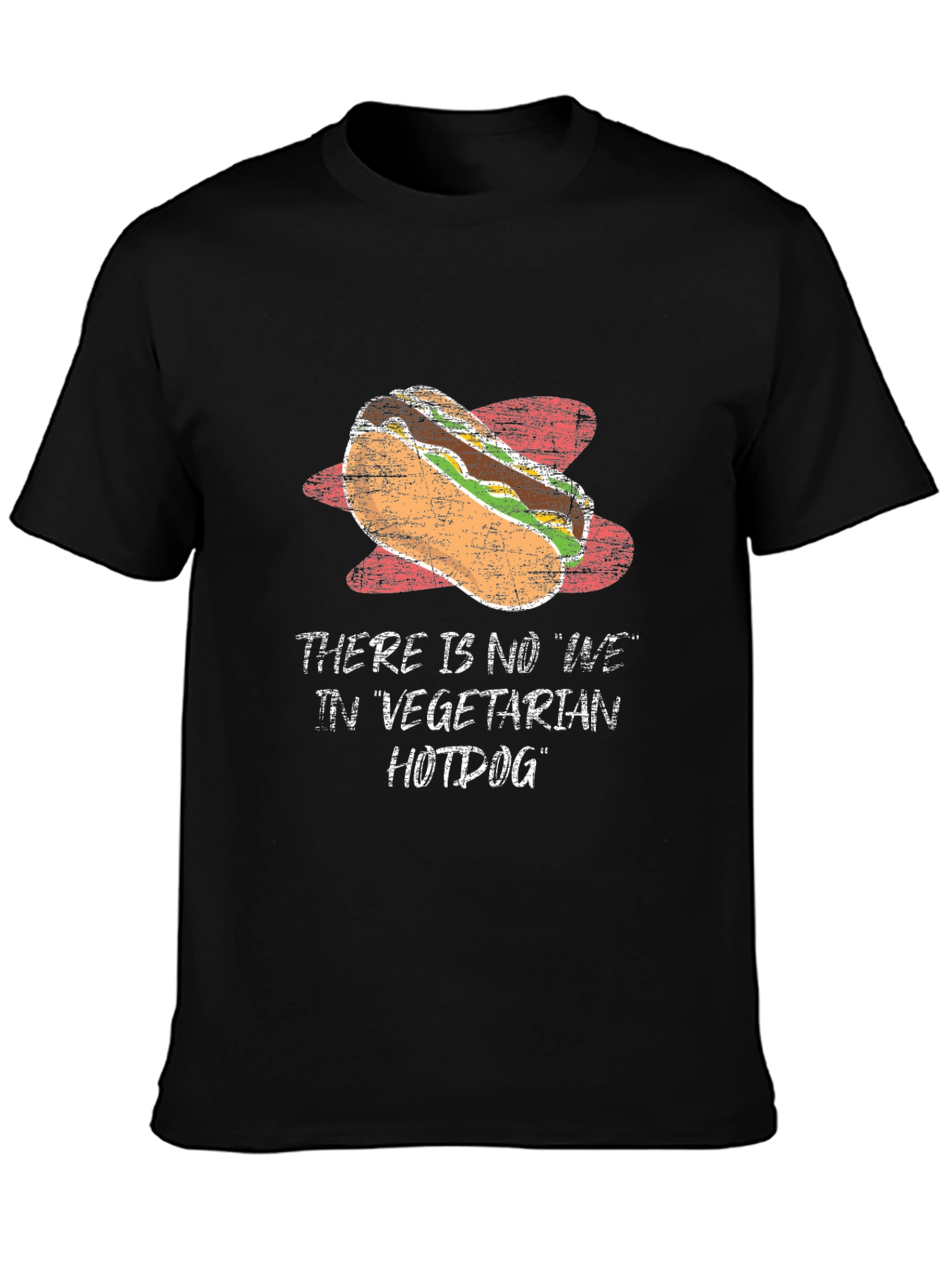Black Vegetarian Hotdog T-Shirt Funny Hot Dog Lover Tee view 3