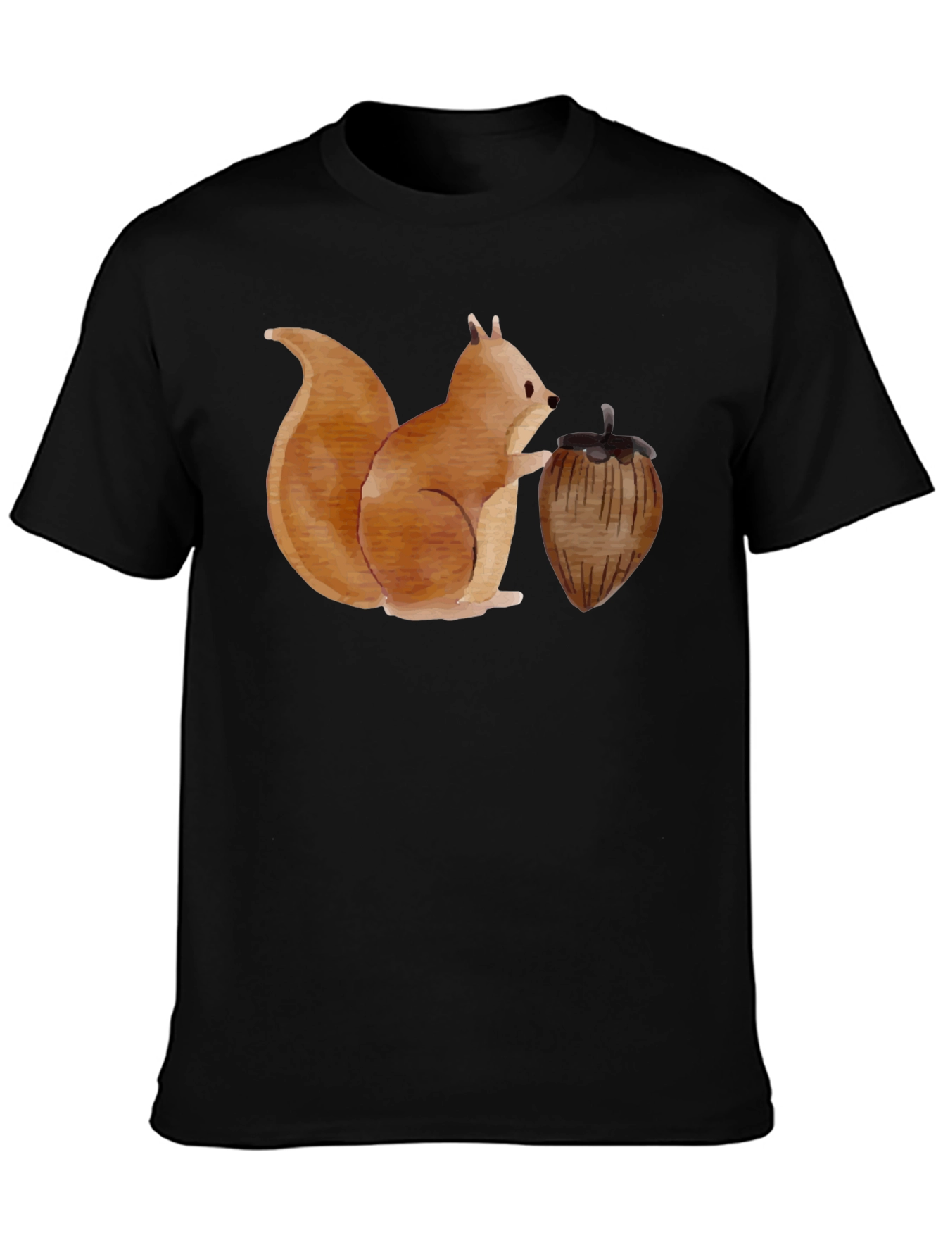 Black Squirrel & Nut Graphic Tee - Black Cotton Casual Comfort view 3