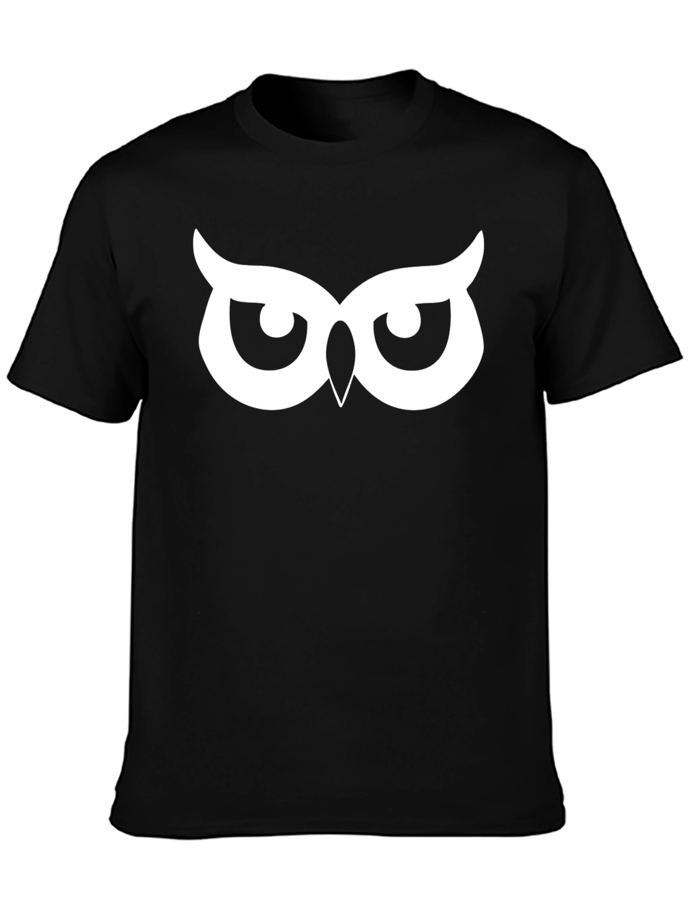 Black Owl Eyes Graphic Tee - Black Cotton T-Shirt view 3