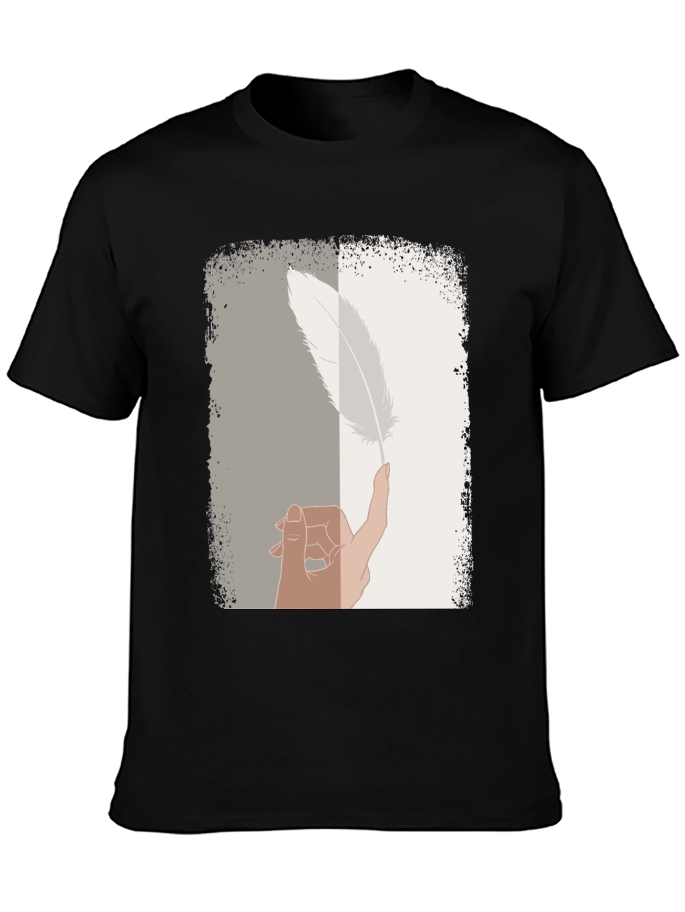 Black Feather Balance Graphic Tee - Casual Cotton Shirt view 3