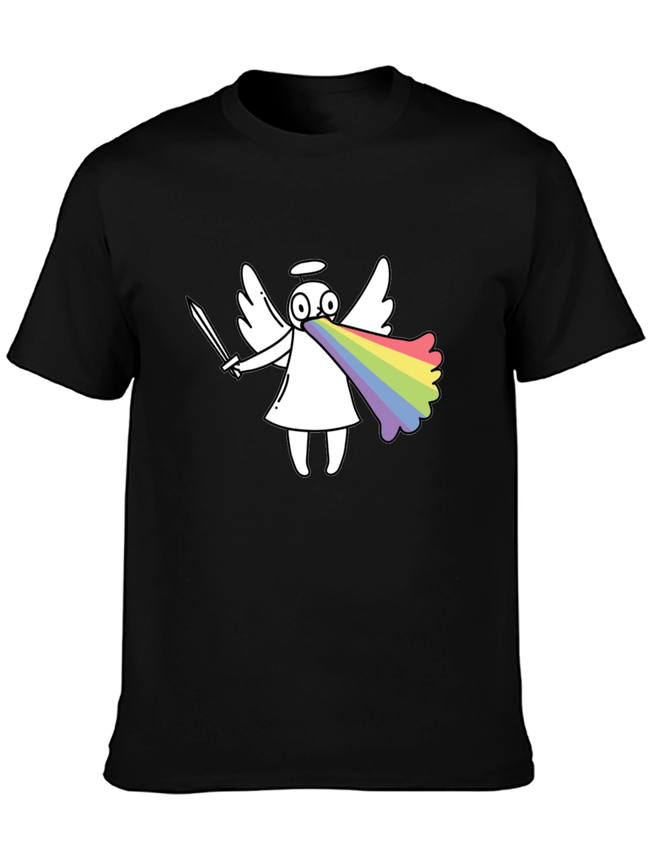 Black Rainbow Angel Graphic T-Shirt view 3