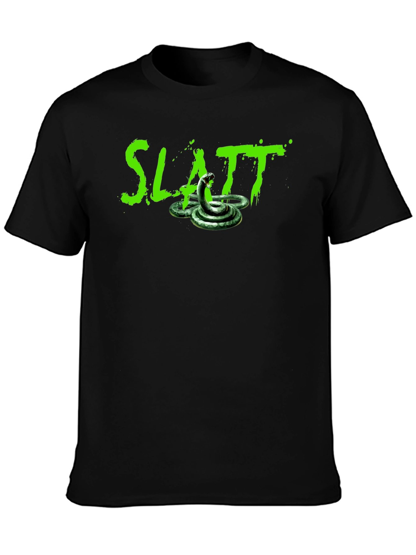 Black Slatt Snake Graphic Tee - Black Cotton T-Shirt view 3