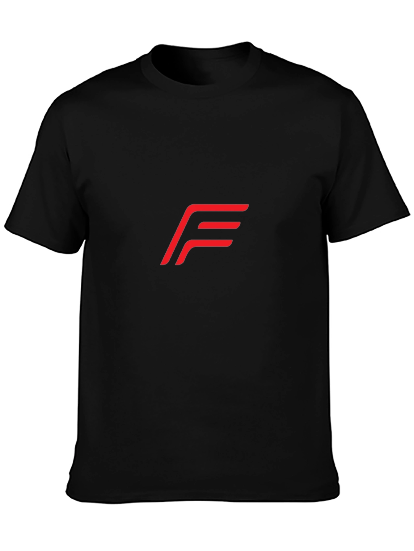 Black Modern Red "F" Logo Black T-Shirt view 3