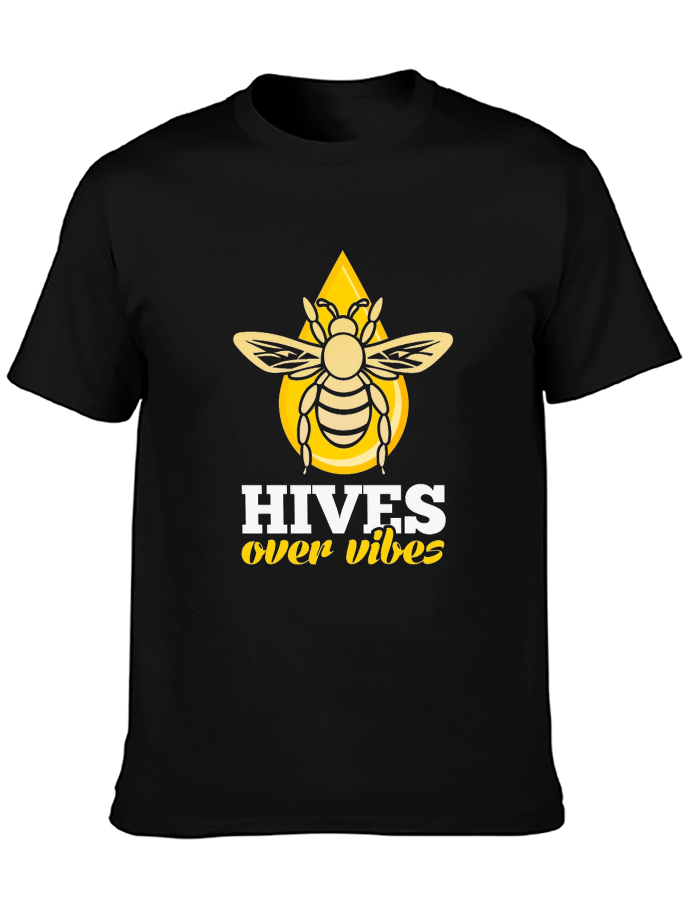 Black Hives Over Vibes T-Shirt - Honeybee Graphic Tee view 3