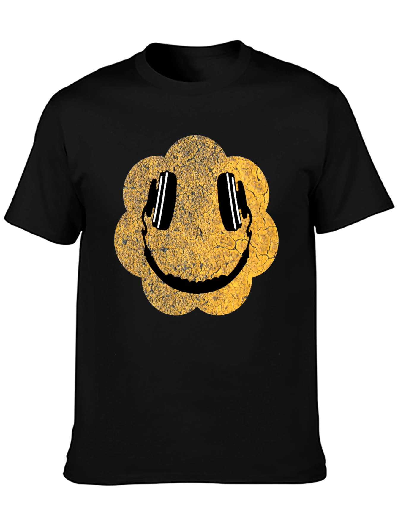 Black Vintage Smiley Face Graphic Tee view 3