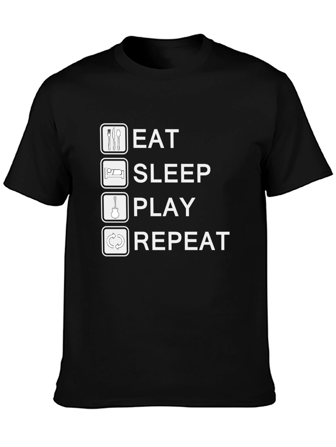 Black Eat Sleep Play Repeat Black Graphic Tee Shirt view 3
