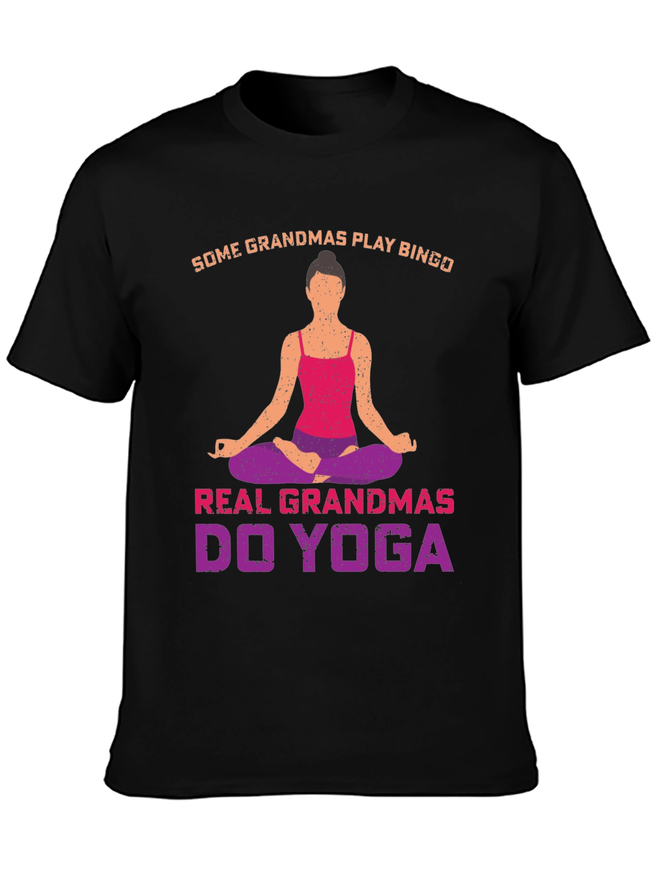 Black Yoga Grandmas T-Shirt - Play Bingo view 3