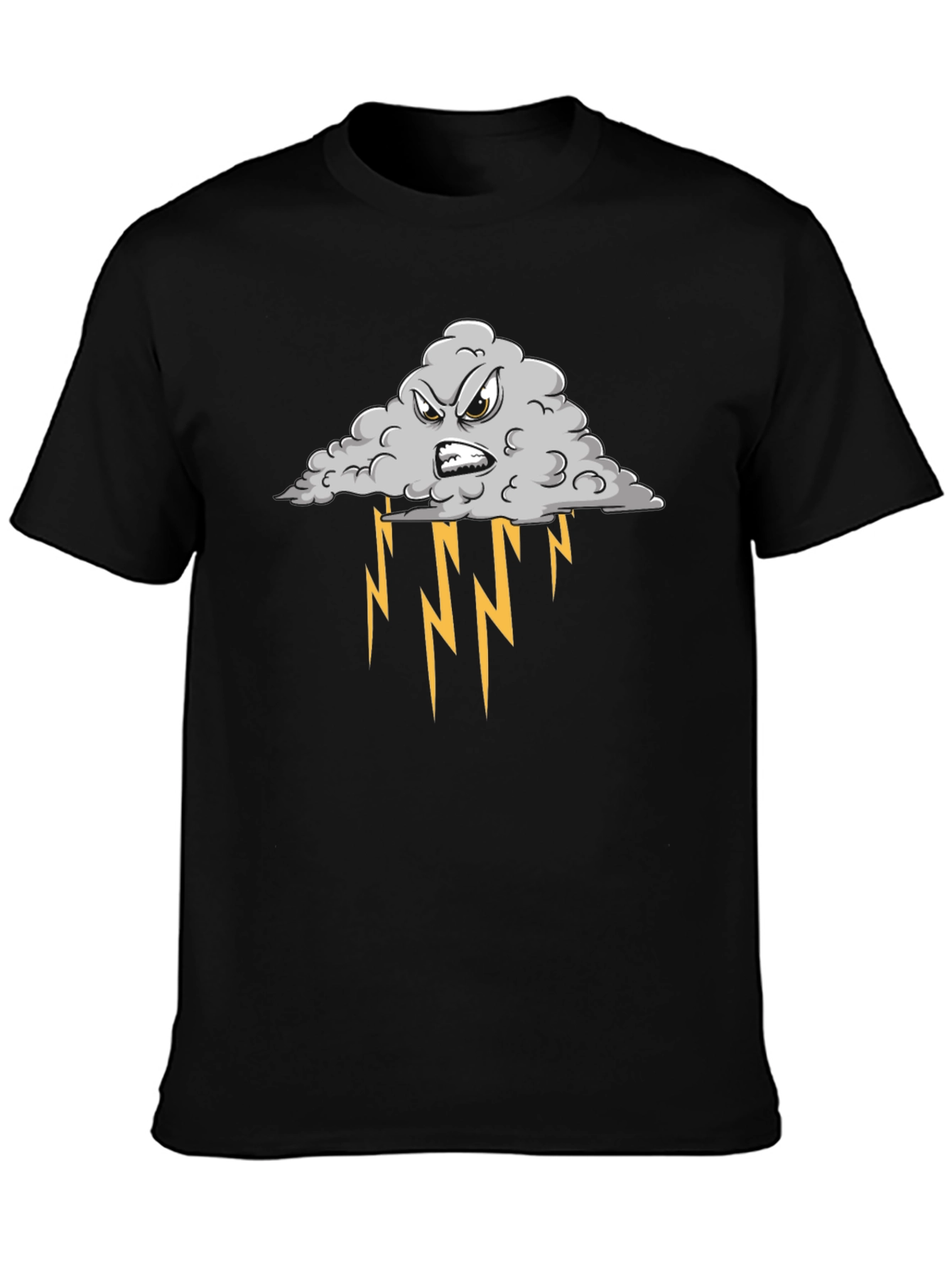 Black Storm Cloud Graphic Tee - Black Cotton T-Shirt view 3