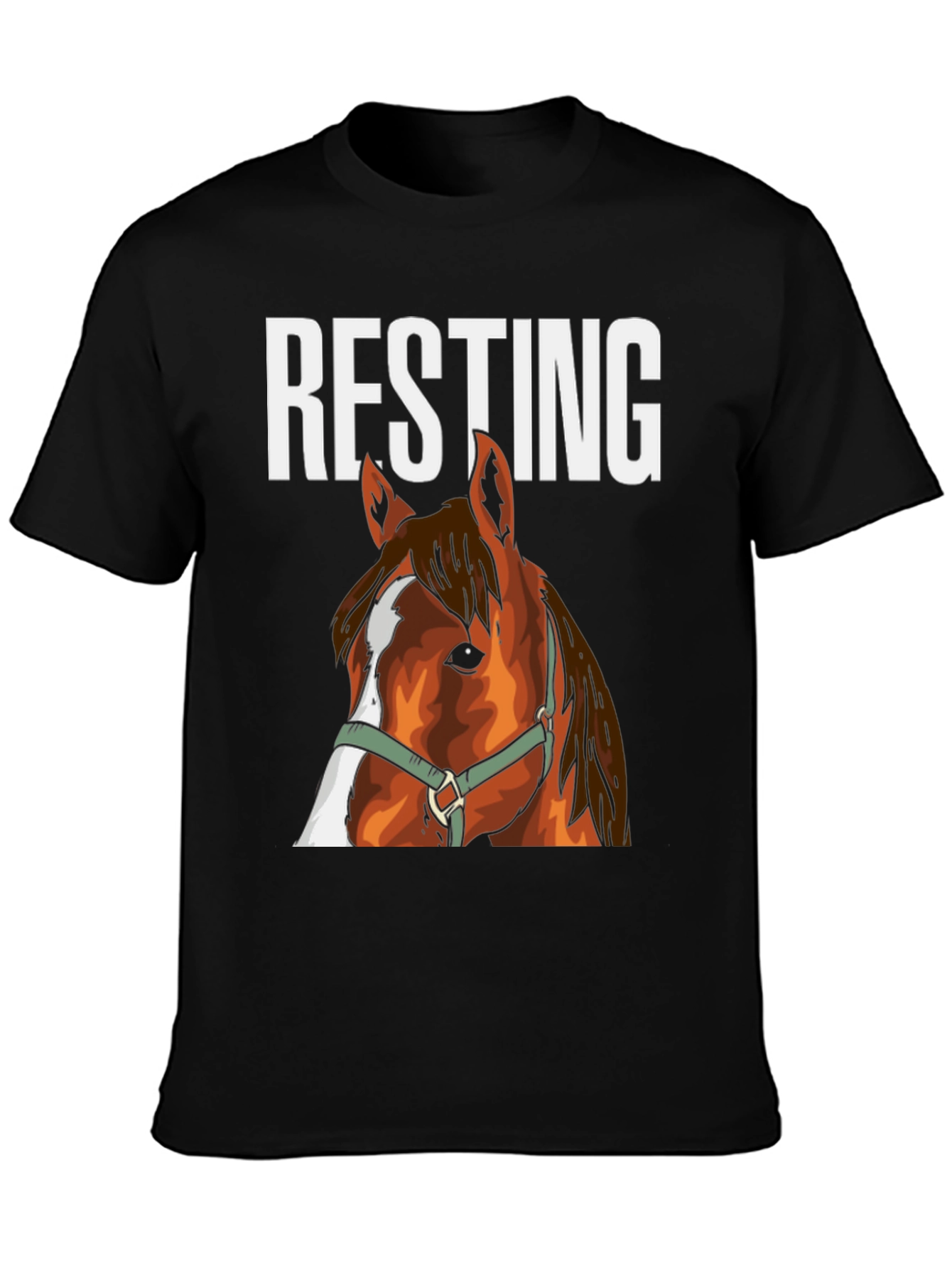 Black Resting Horse Face Graphic Tee view 3