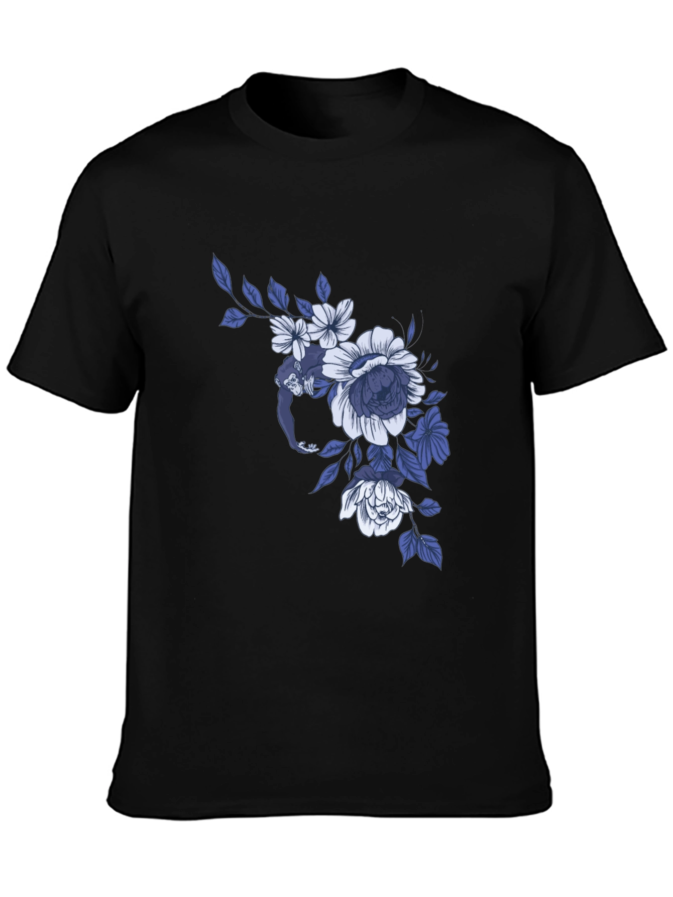 Black Floral Monkey Graphic Tee - Modern Casual Style view 3