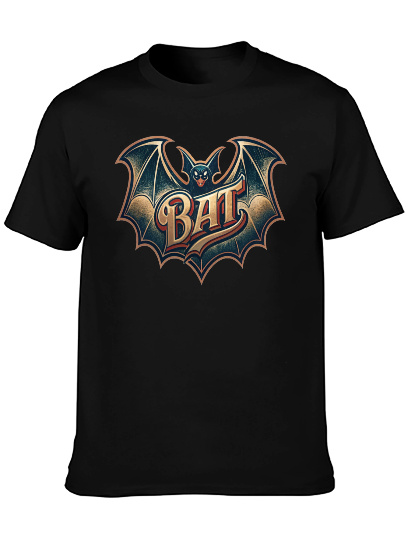 Black Vintage Bat Graphic Tee - Classic Cool Style view 3