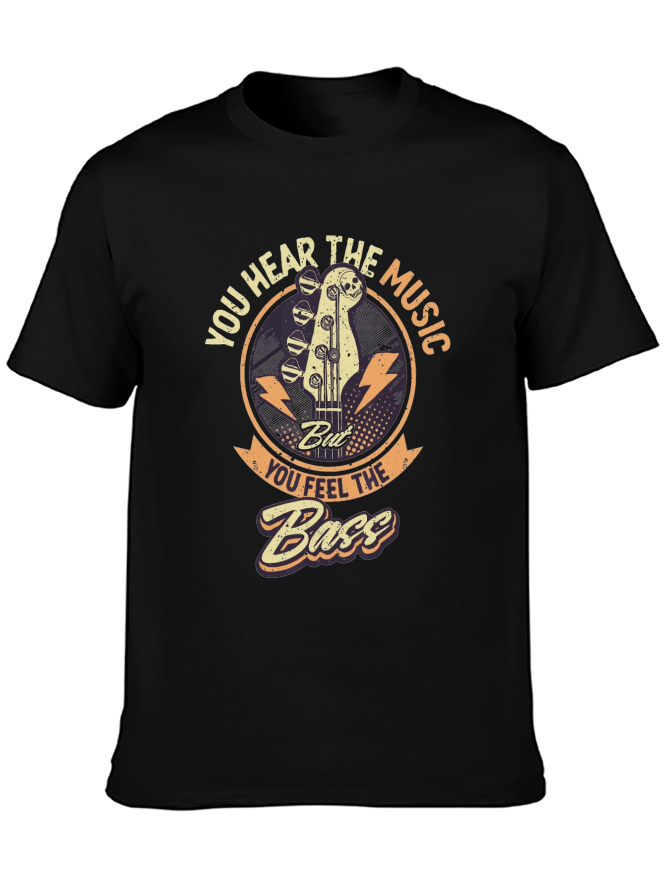 Black Music Lover Bass Guitar T-Shirt view 3