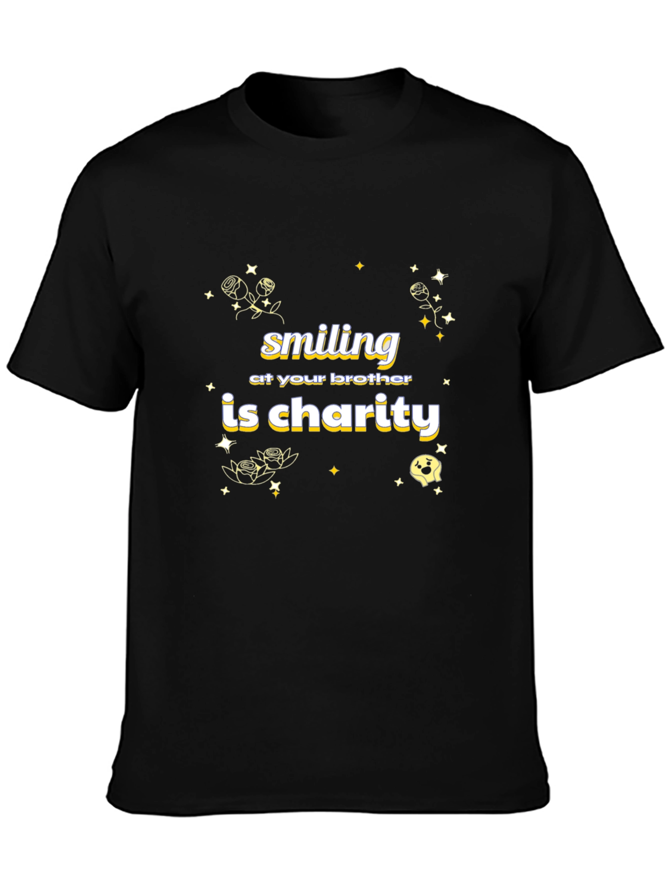 Black Smiling At Your Brother Is Charity Black T-Shirt view 3