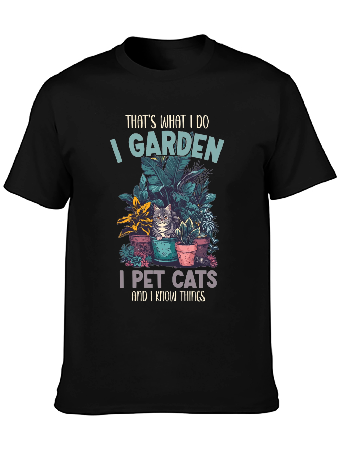 Black Gardening and Cat Lover T-Shirt view 3