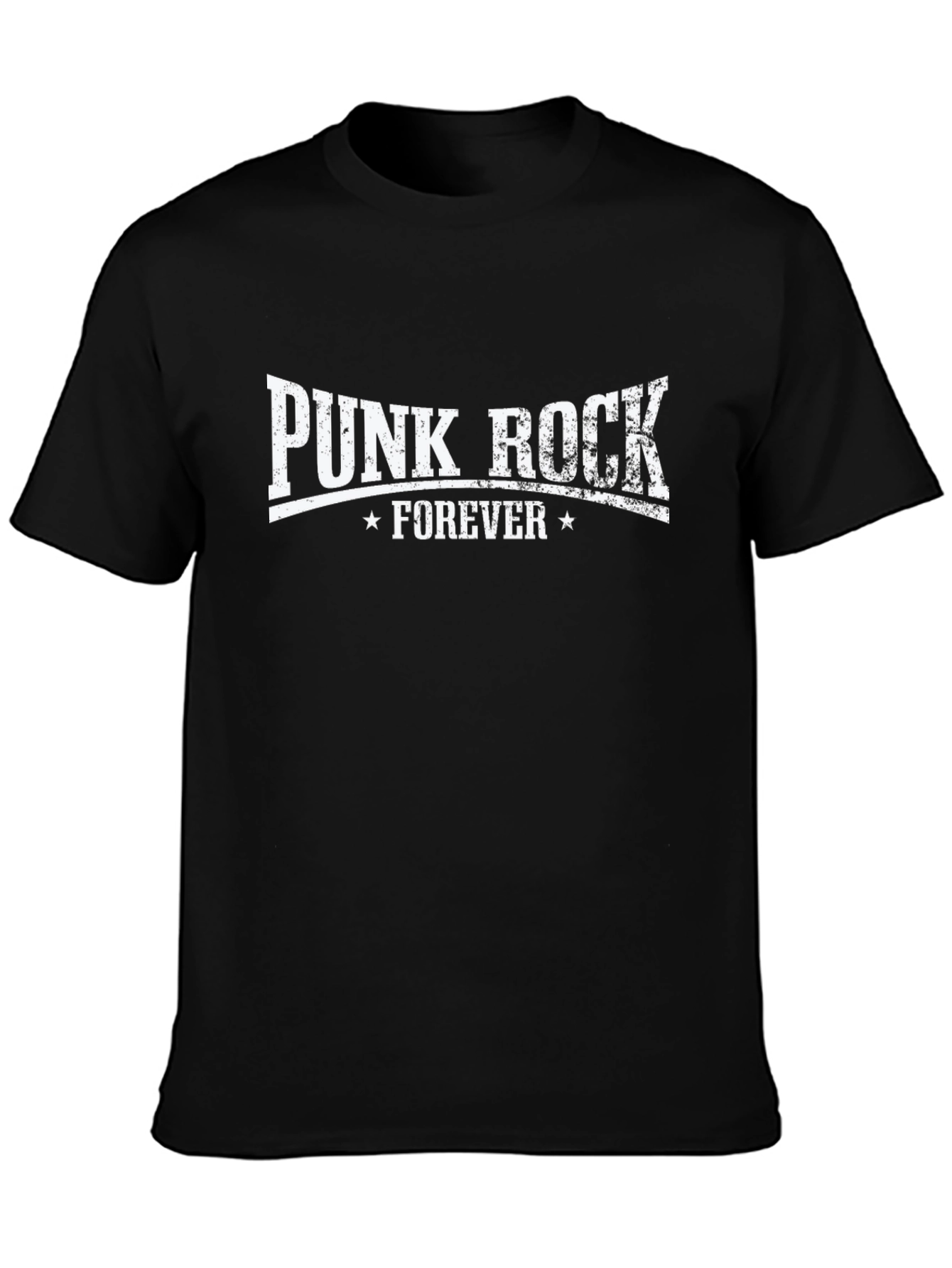 Black Punk Rock Forever Graphic Tee - Black Cotton T-Shirt view 3