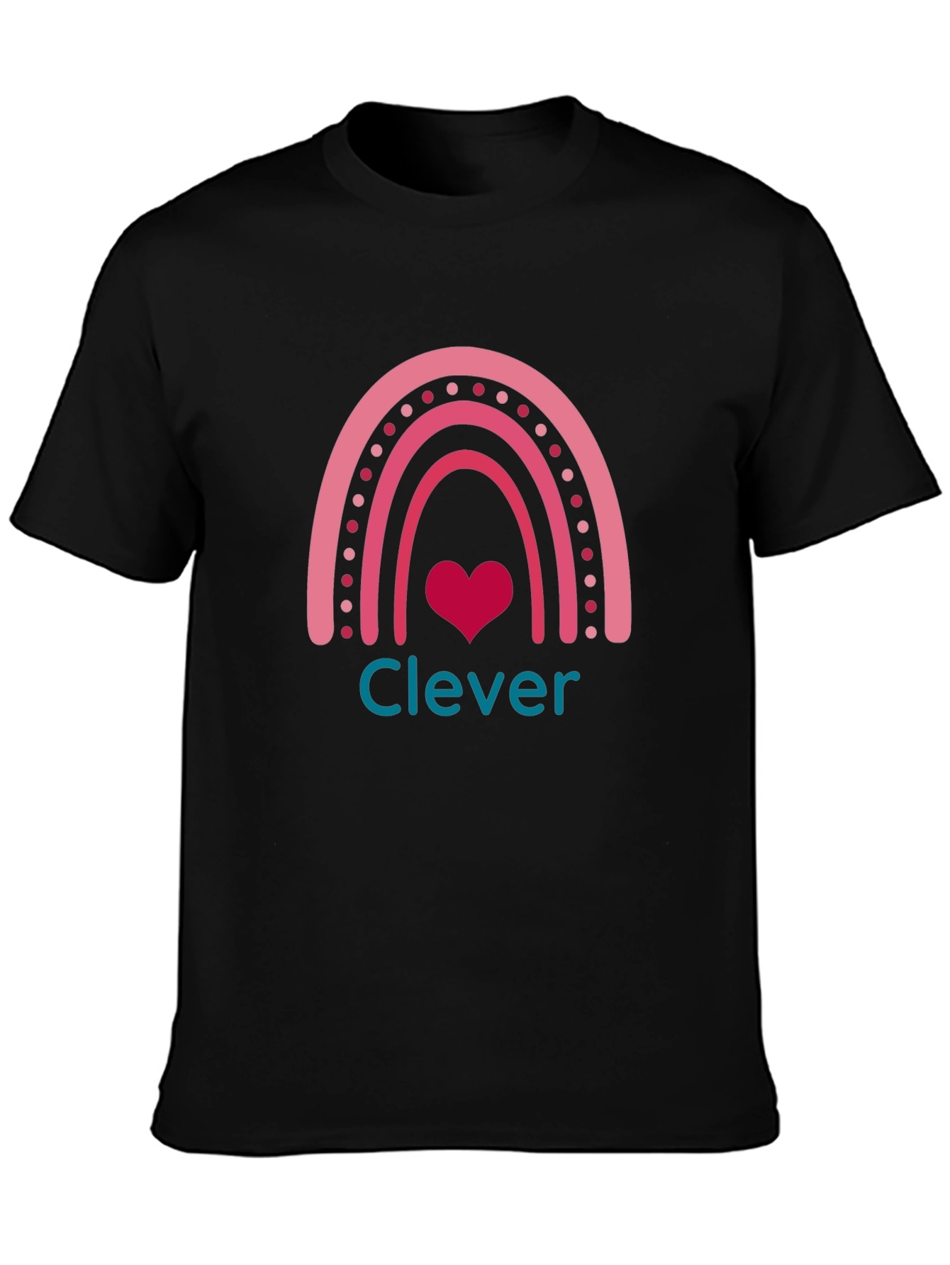 Black Clever Rainbow Heart T-Shirt view 3