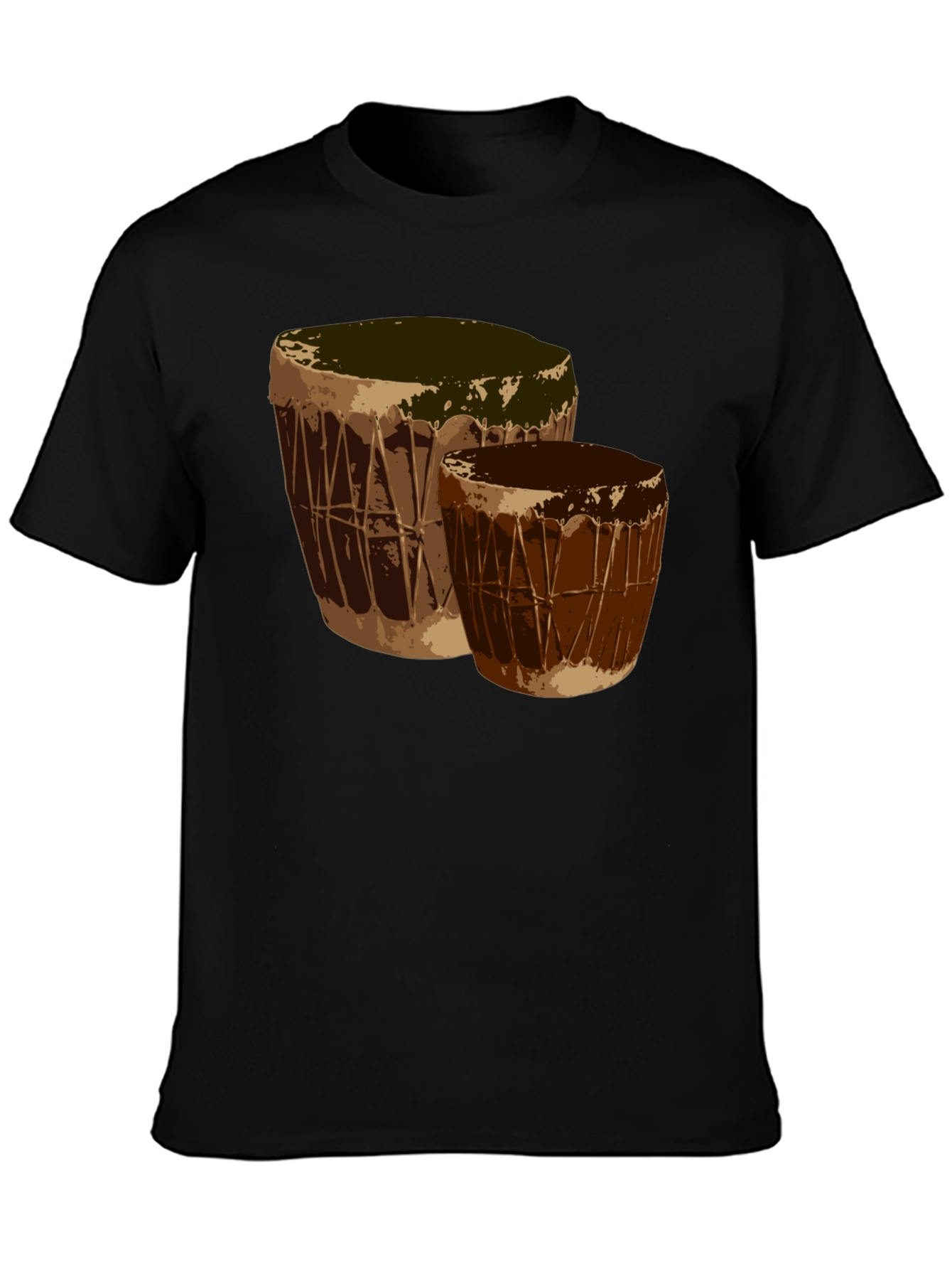 Black Stylish Drums Graphic Black T-Shirt view 3