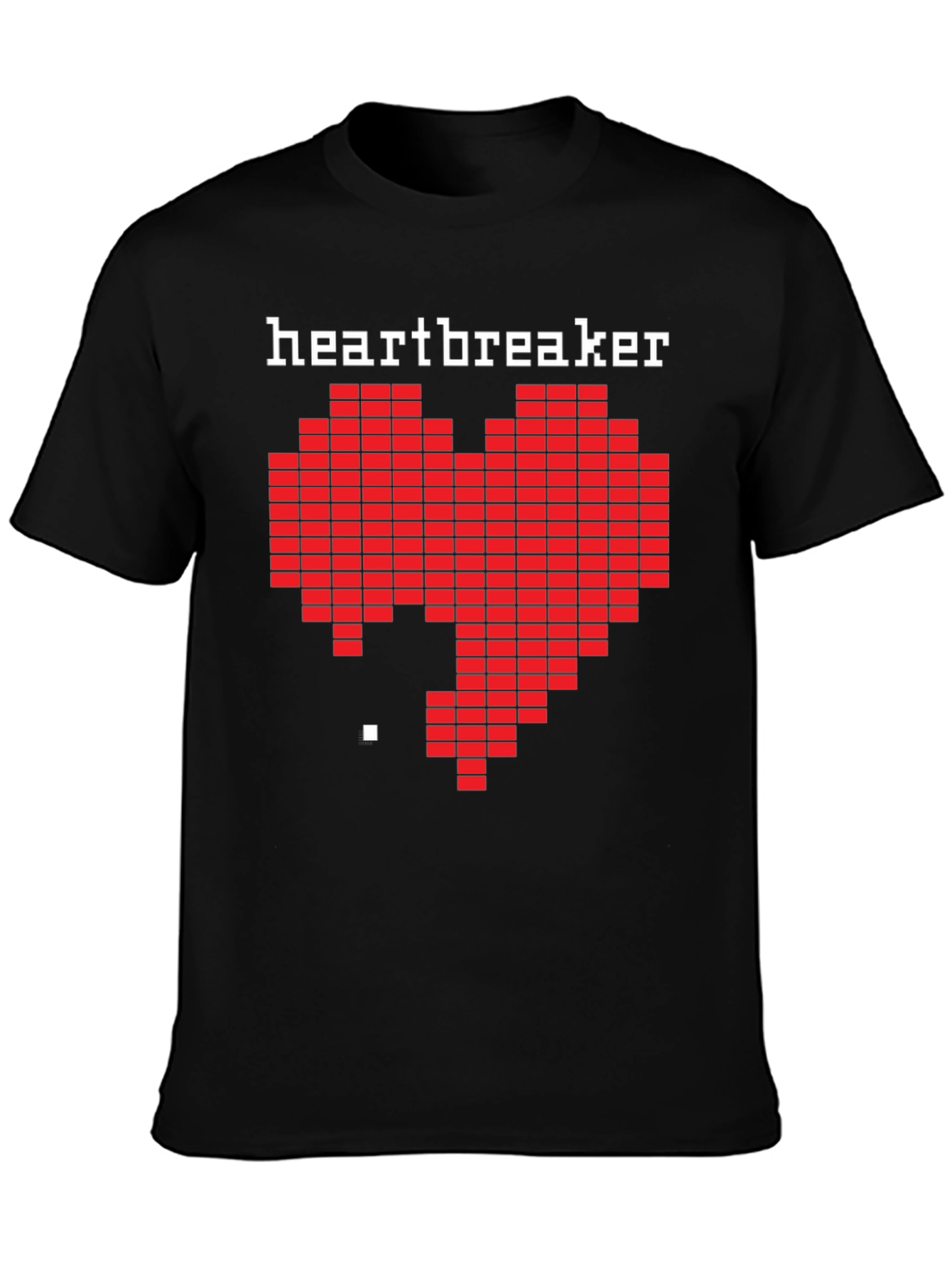 Black Heartbreaker Pixel Art Graphic Black T-Shirt view 3