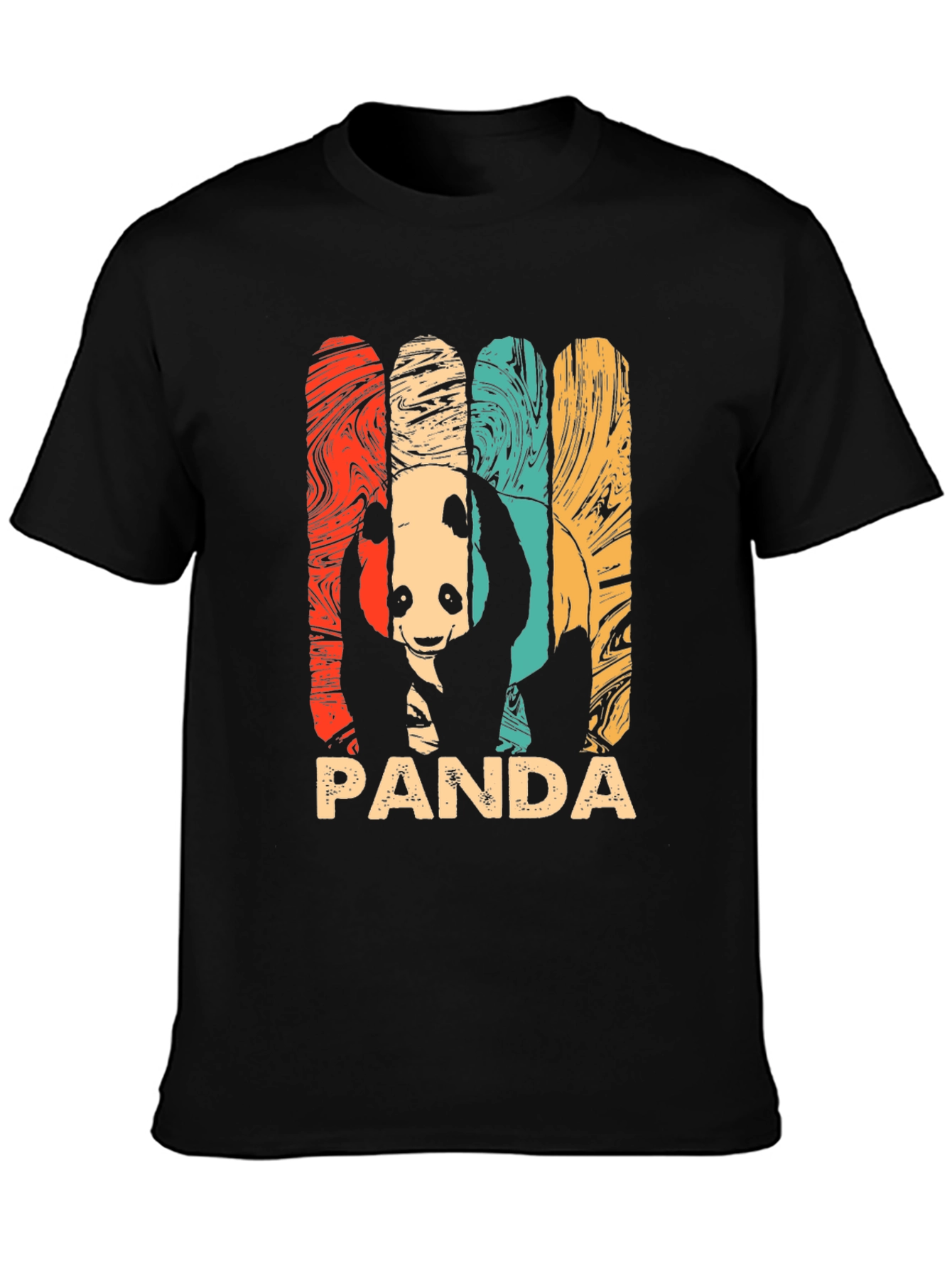 Black Retro Panda Graphic Tee - Men's Black T-Shirt view 3