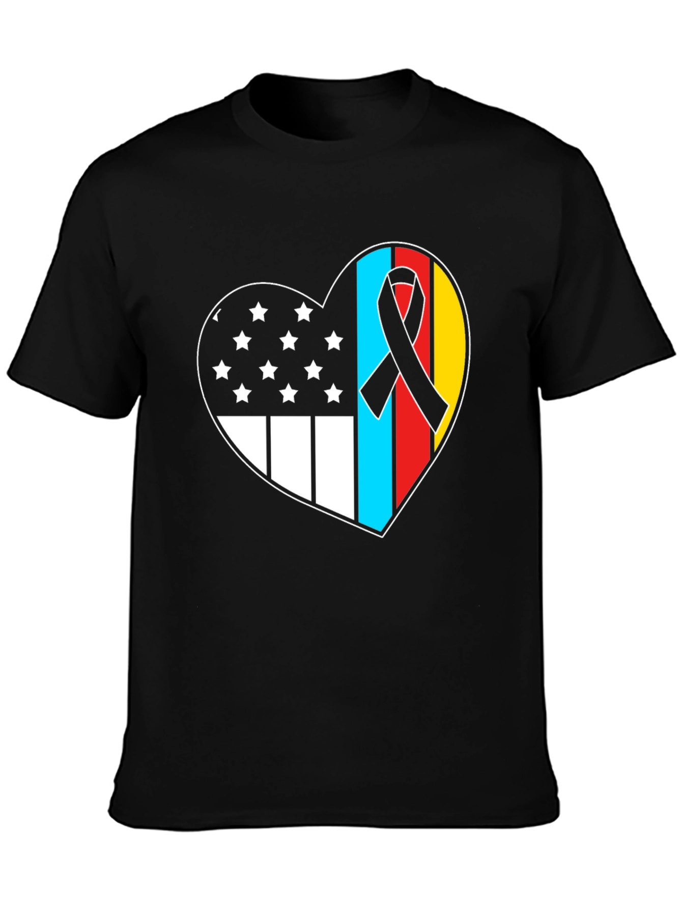 Black Heart Flag Patriotic T-Shirt view 3