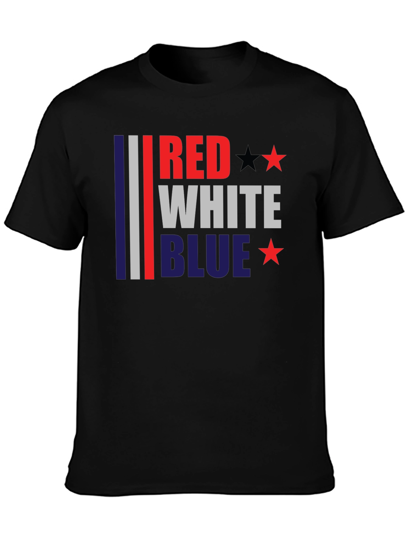 Black Red White Blue Patriotic T-Shirt view 3