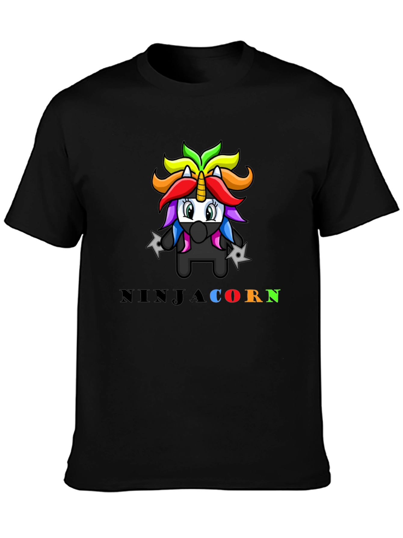 Black Ninja Unicorn Graphic T-Shirt view 3