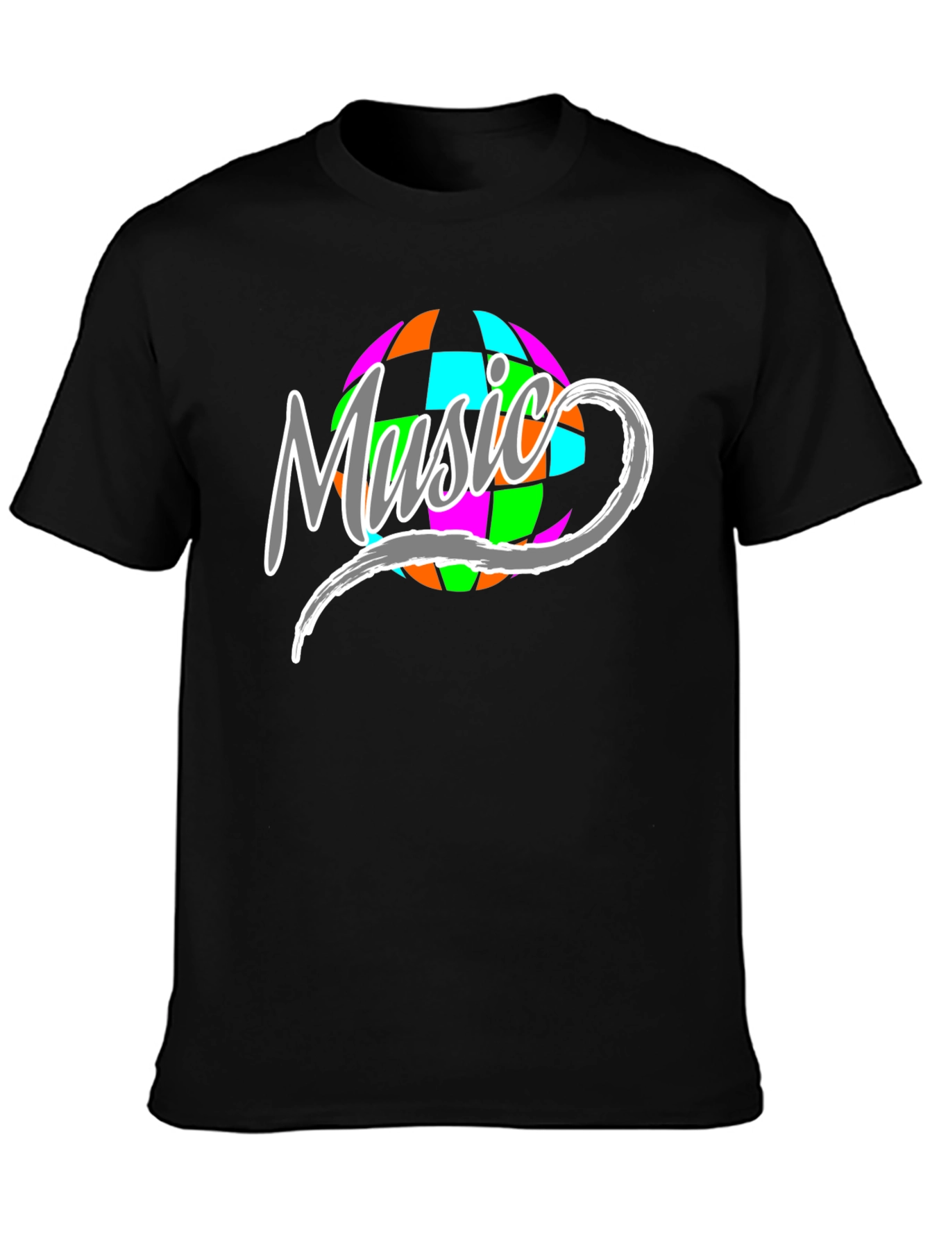 Black Music Disco Ball Graphic T-Shirt view 3