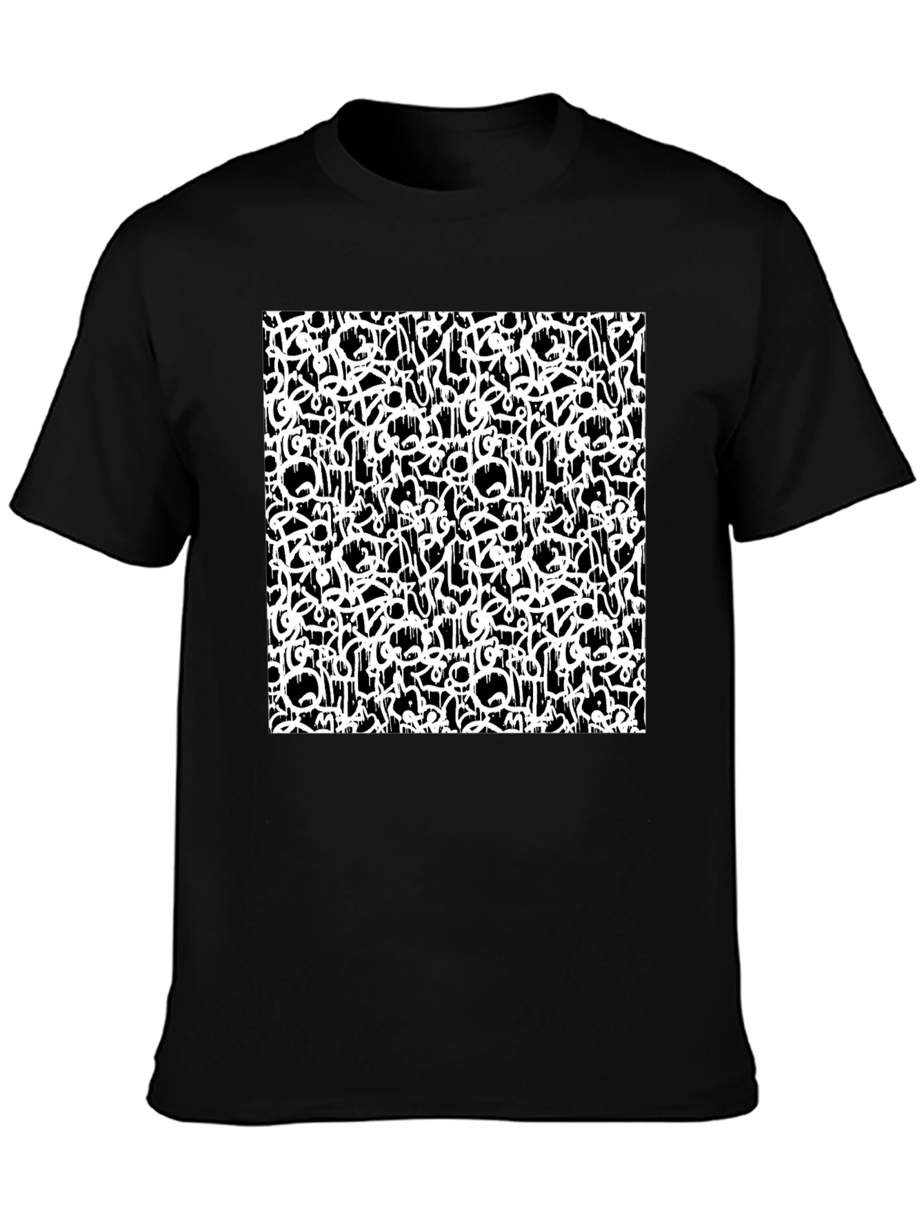 Black Abstract Graffiti Print Black T-Shirt view 3