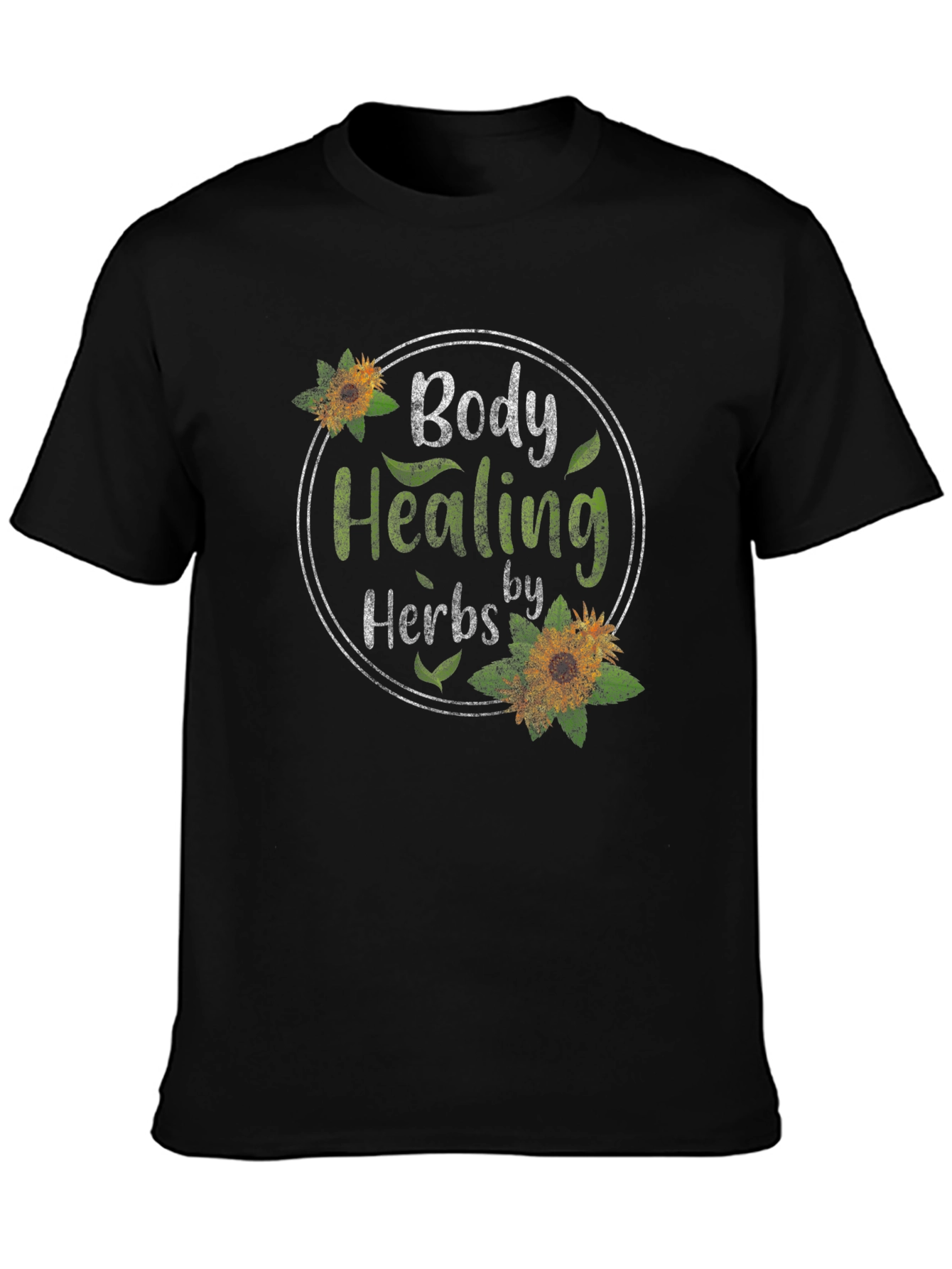 Black Body Healing Herbs Graphic T-Shirt - Black view 3