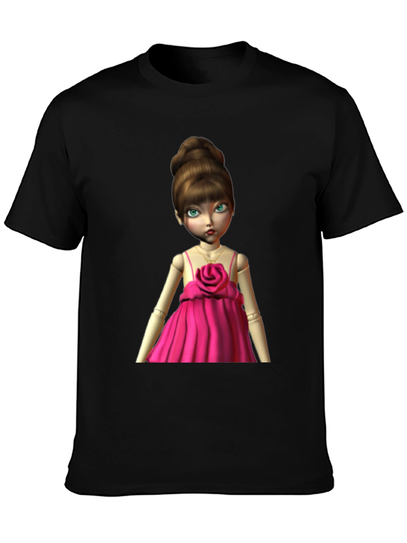 Black Doll in Pink Dress Graphic T-Shirt view 3