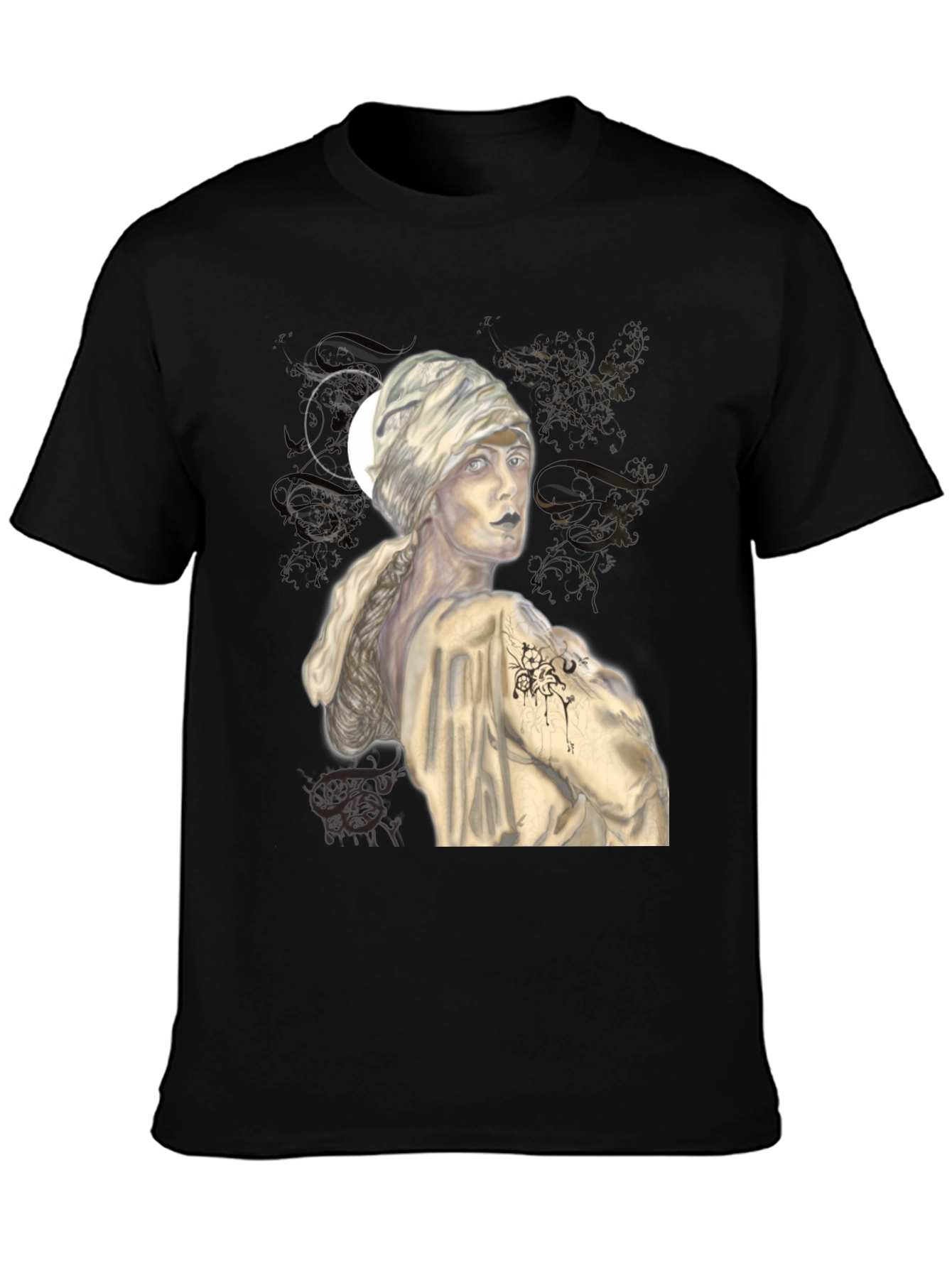 Black Mystic Muse Graphic Tee - Unisex Black T-Shirt view 3