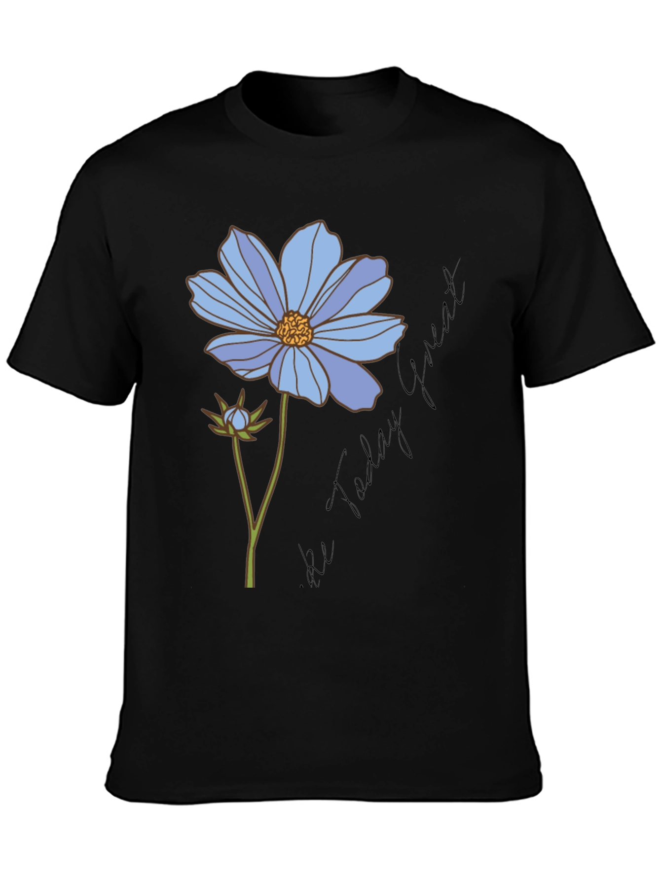 Black Floral Graphic T-Shirt - Be Today Great view 3