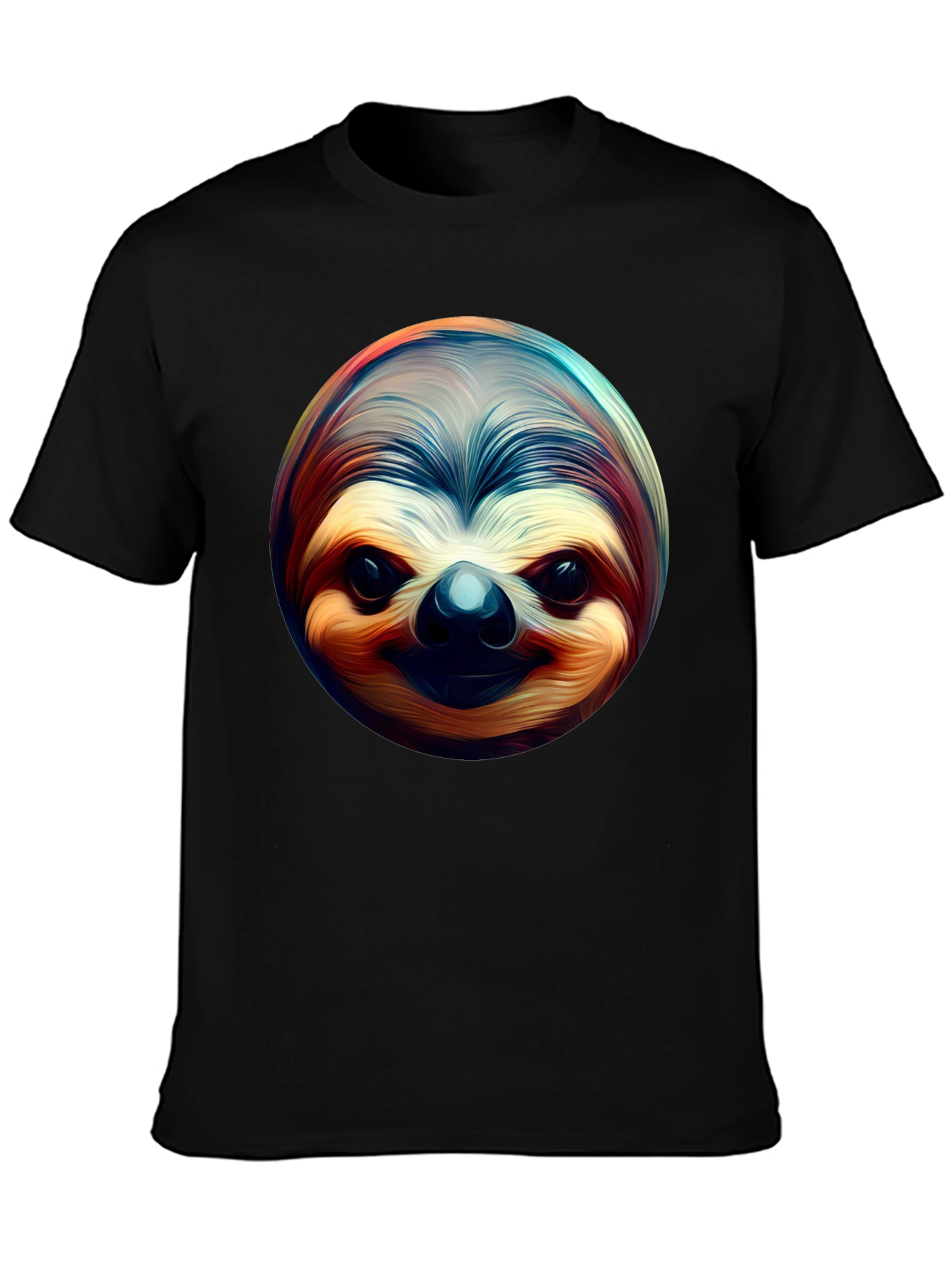 Black Sloth Face Graphic Tee - Black Casual Shirt view 3