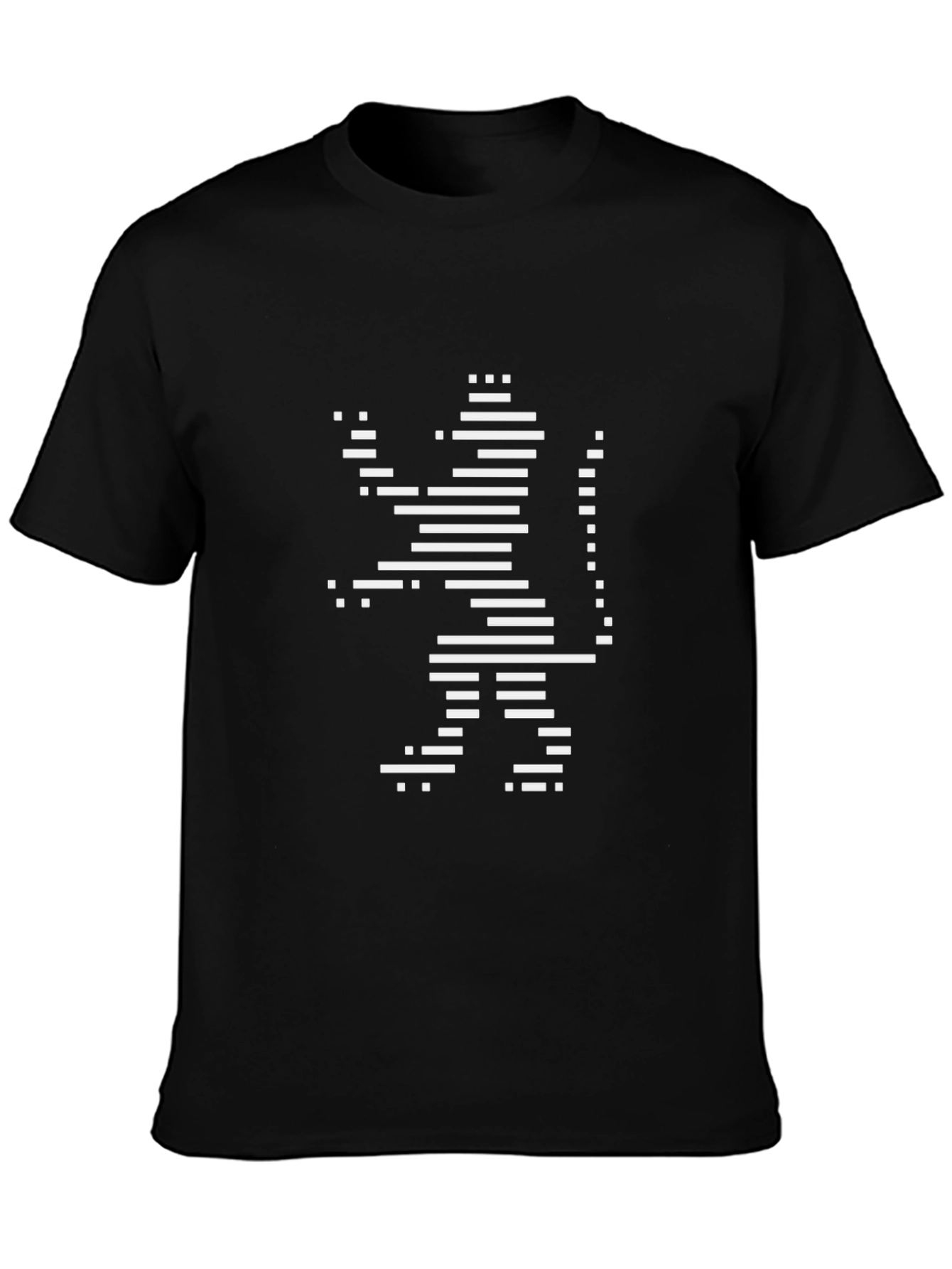 Black Black T-Shirt with Abstract Lion Design view 3