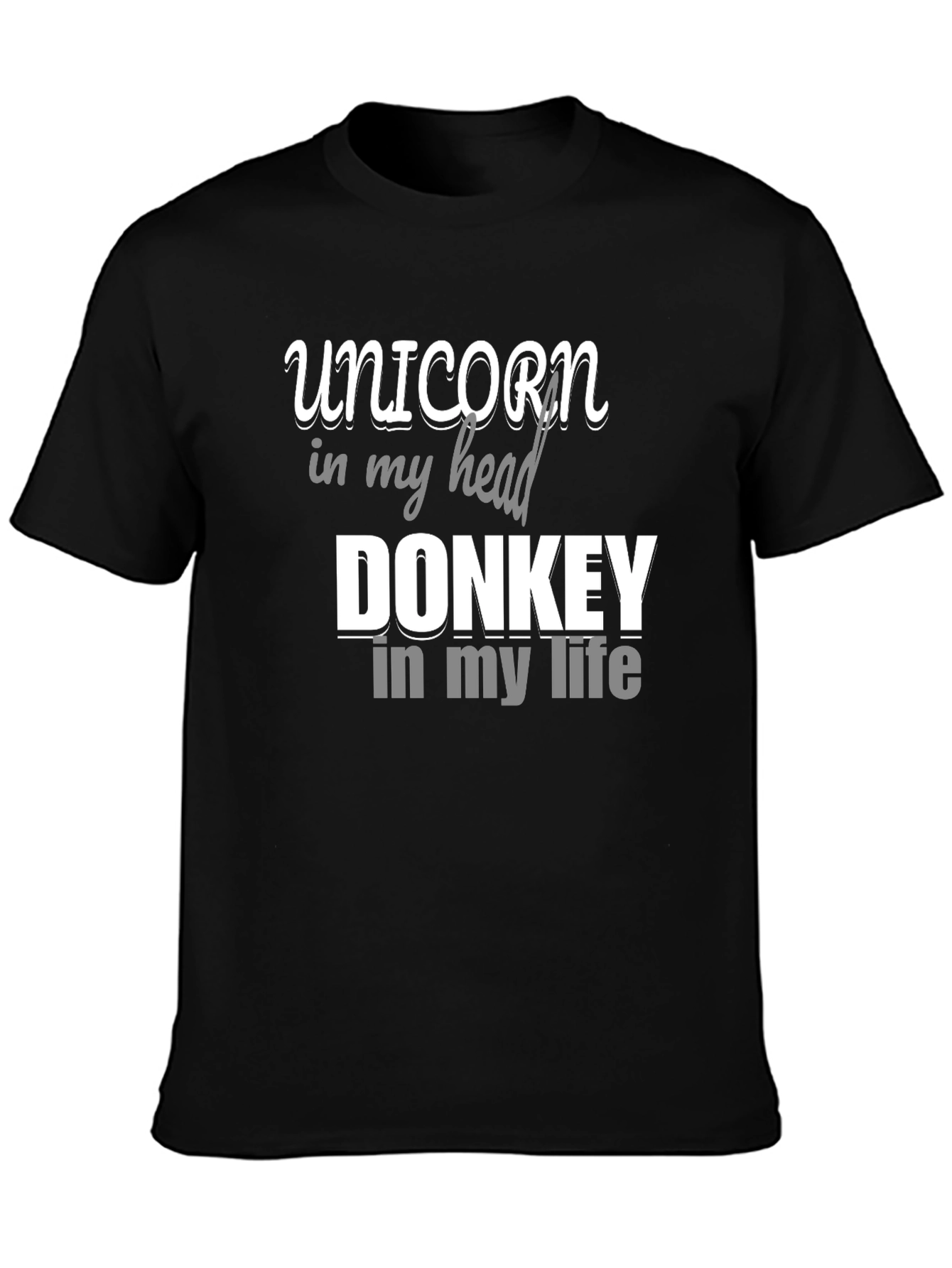 Black Unicorn Donkey T-Shirt - Funny Graphic Tee for Men view 3