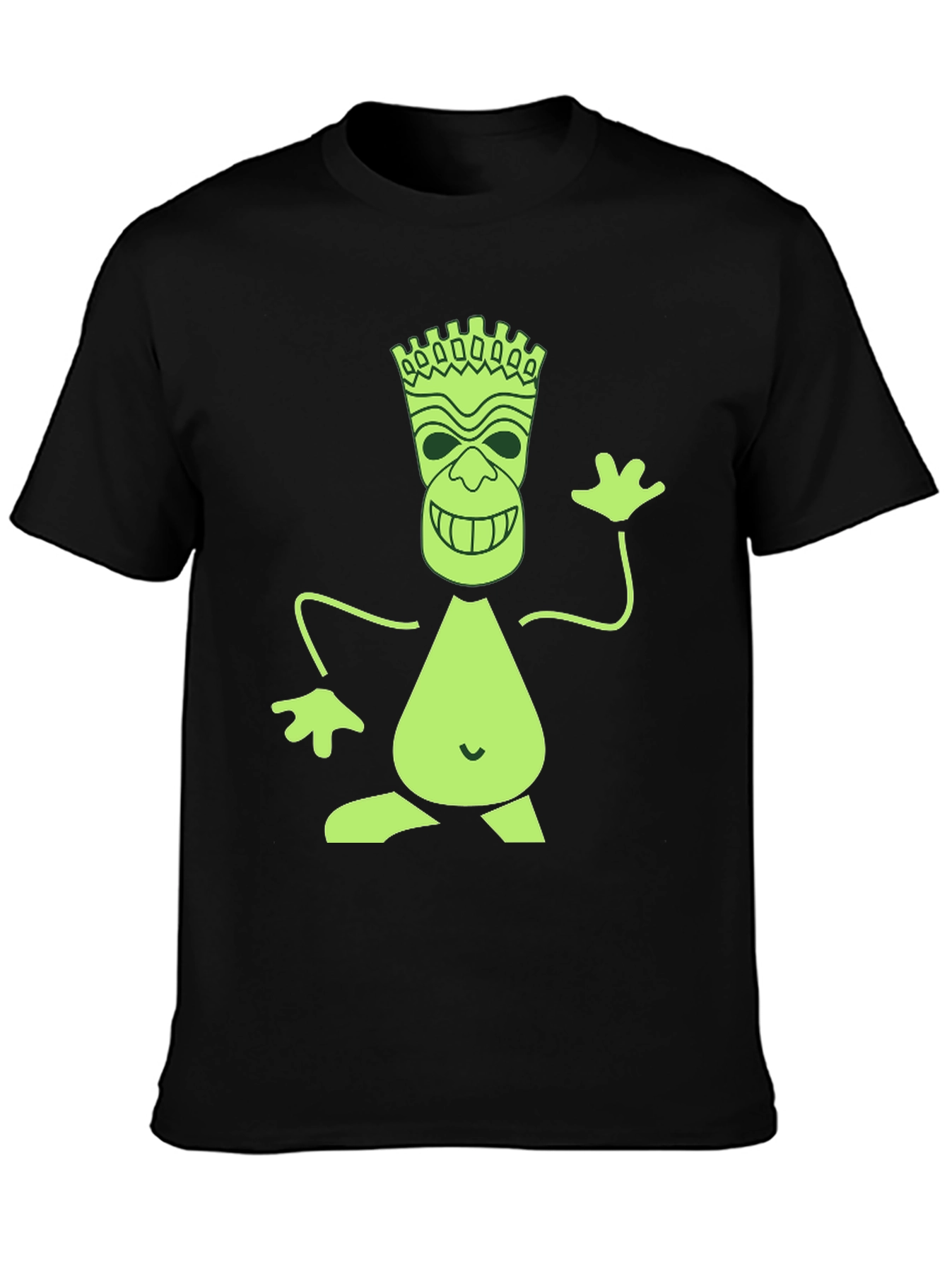 Black Fun Tiki Graphic Print Black T-Shirt view 3