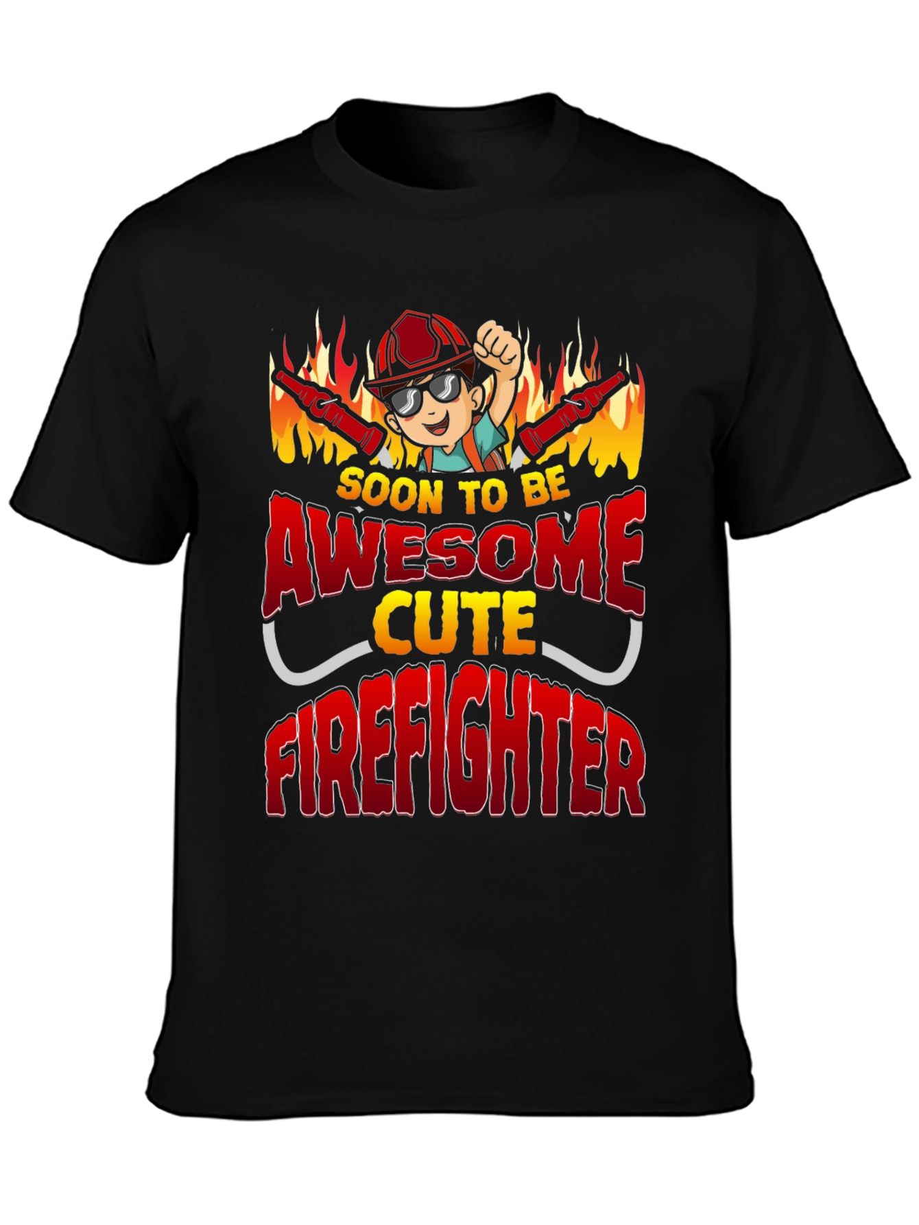 Black Awesome Cute Firefighter T-Shirt view 3