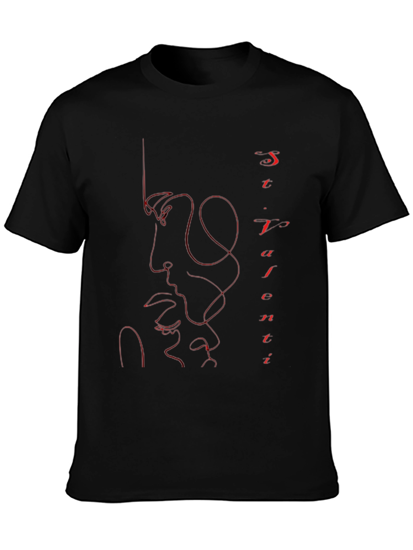 Black Abstract Face Graphic Tee - Men's Black T-Shirt view 3