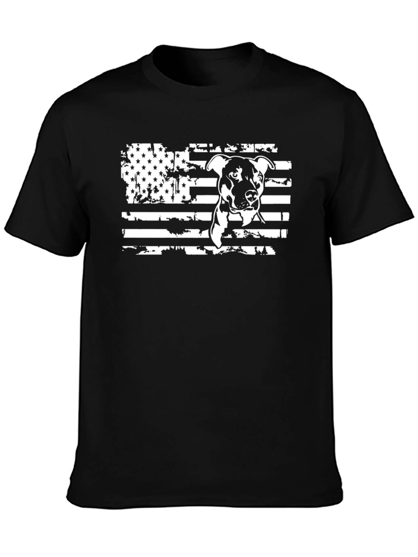 Black American Pitbull Flag Graphic T-Shirt view 3