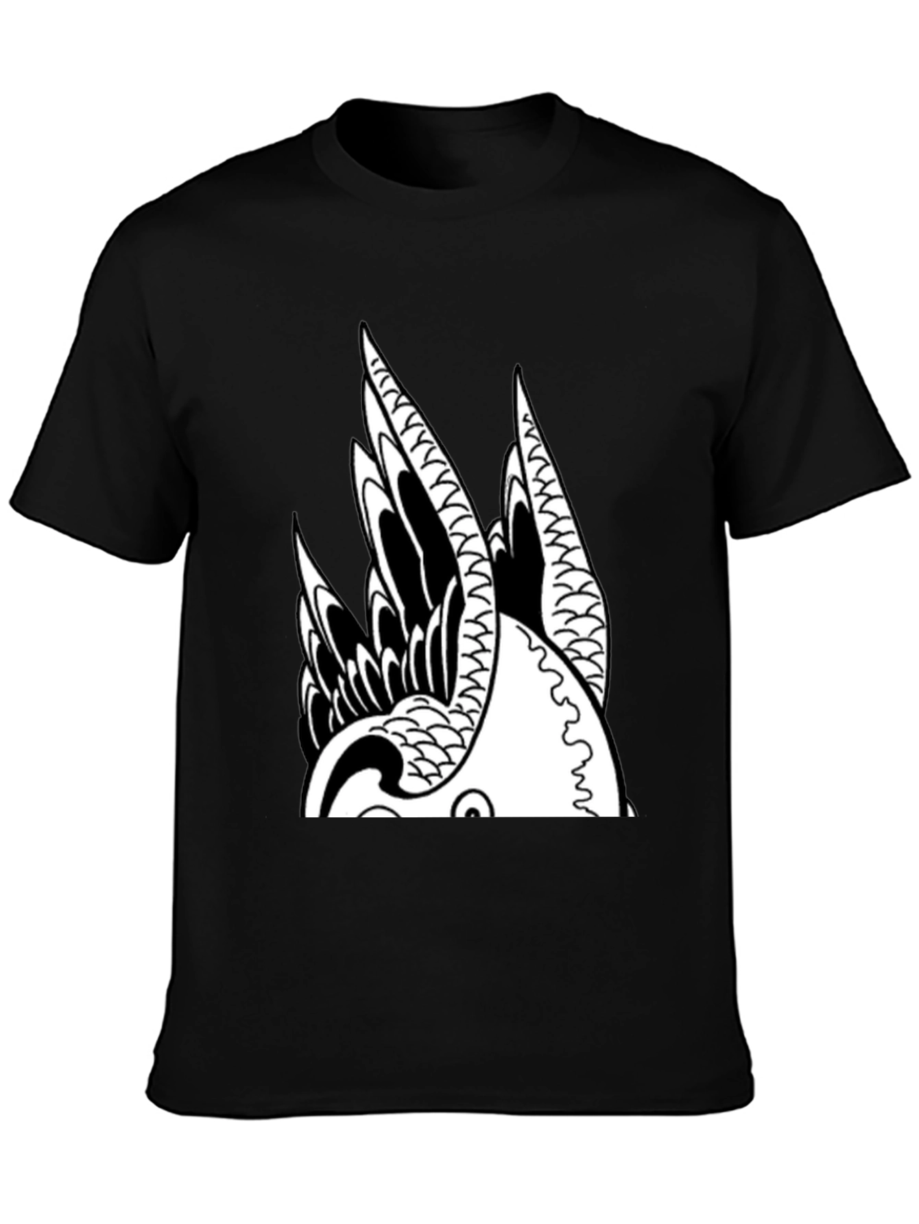 Black Koi Fish Graphic Print Tee view 3