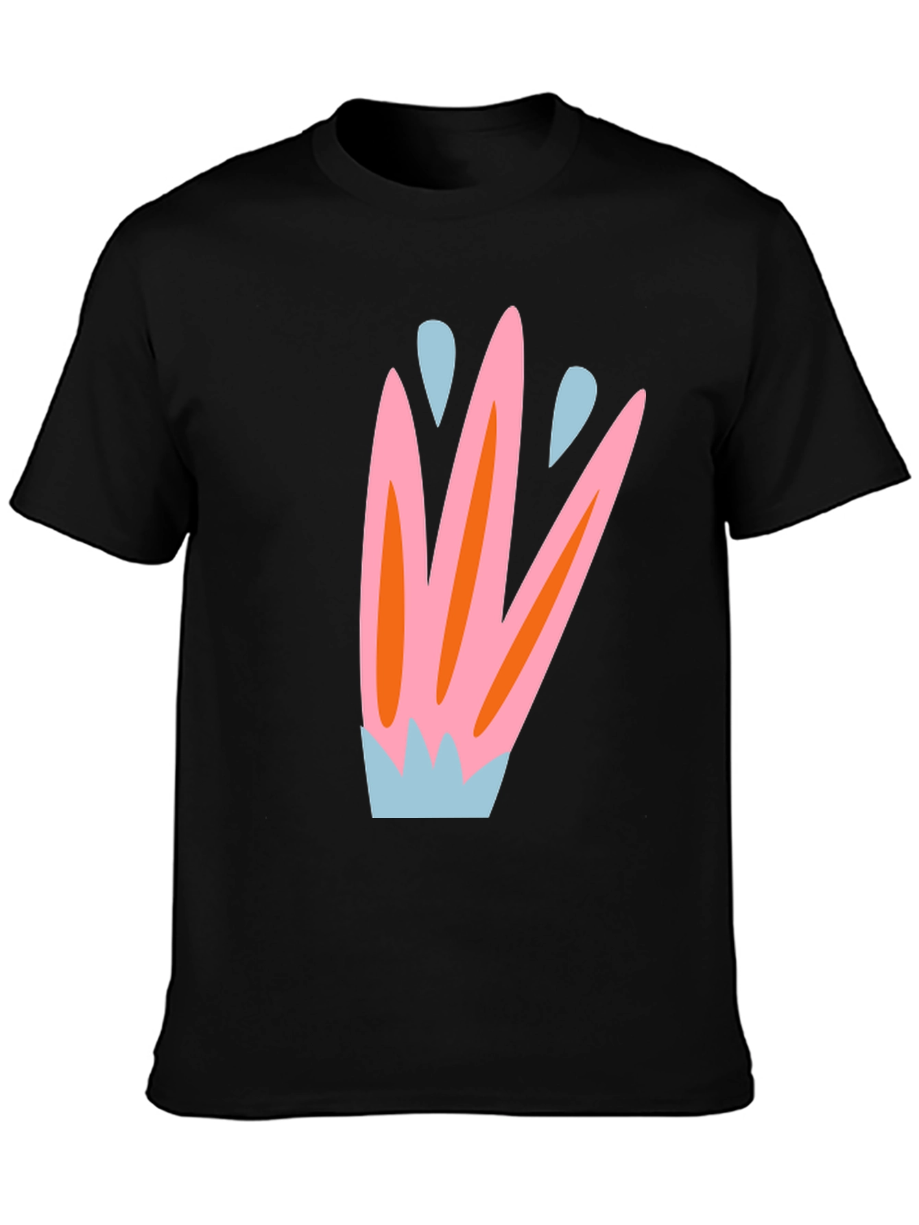 Black Abstract Floral Print Black T-Shirt view 3