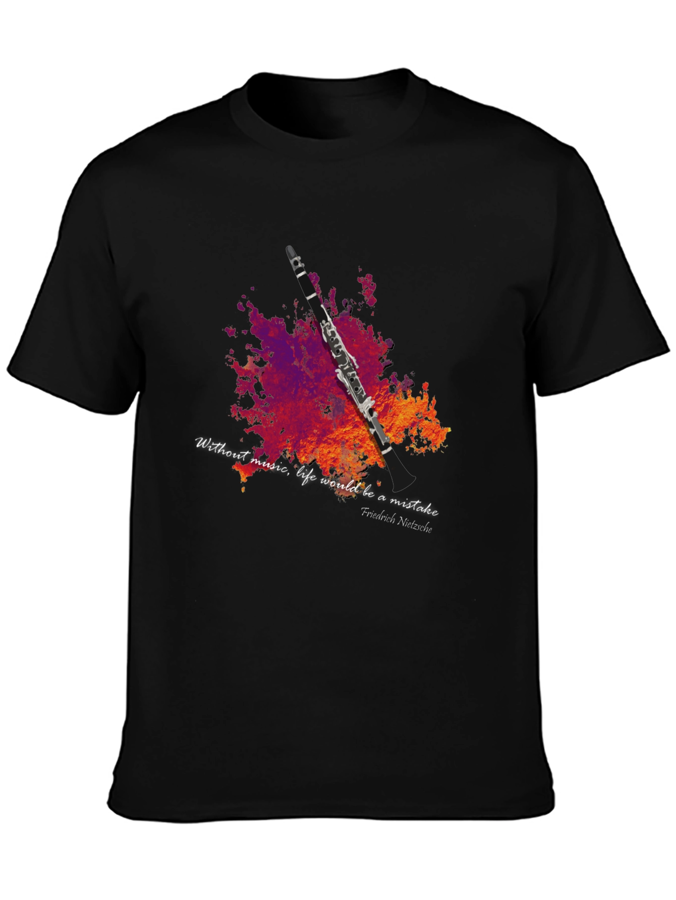 Black Music Lover T-Shirt - Clarinet Design view 3