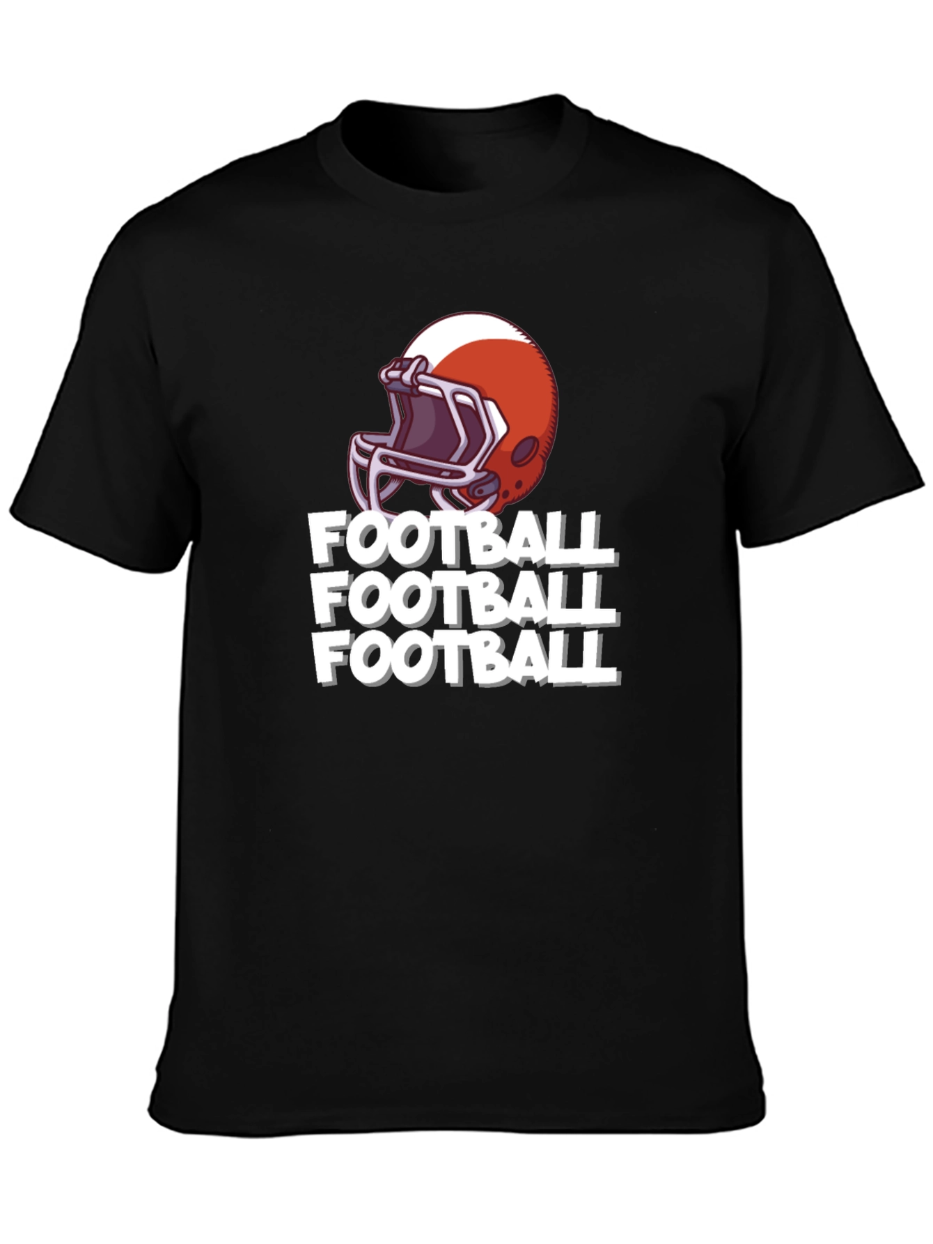 Black Football Helmet T-Shirt view 3